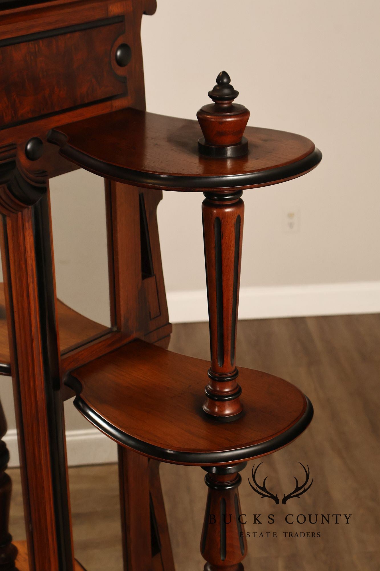 Antique American Renaissance Revival Walnut Mirrored Etagere Hall Tree