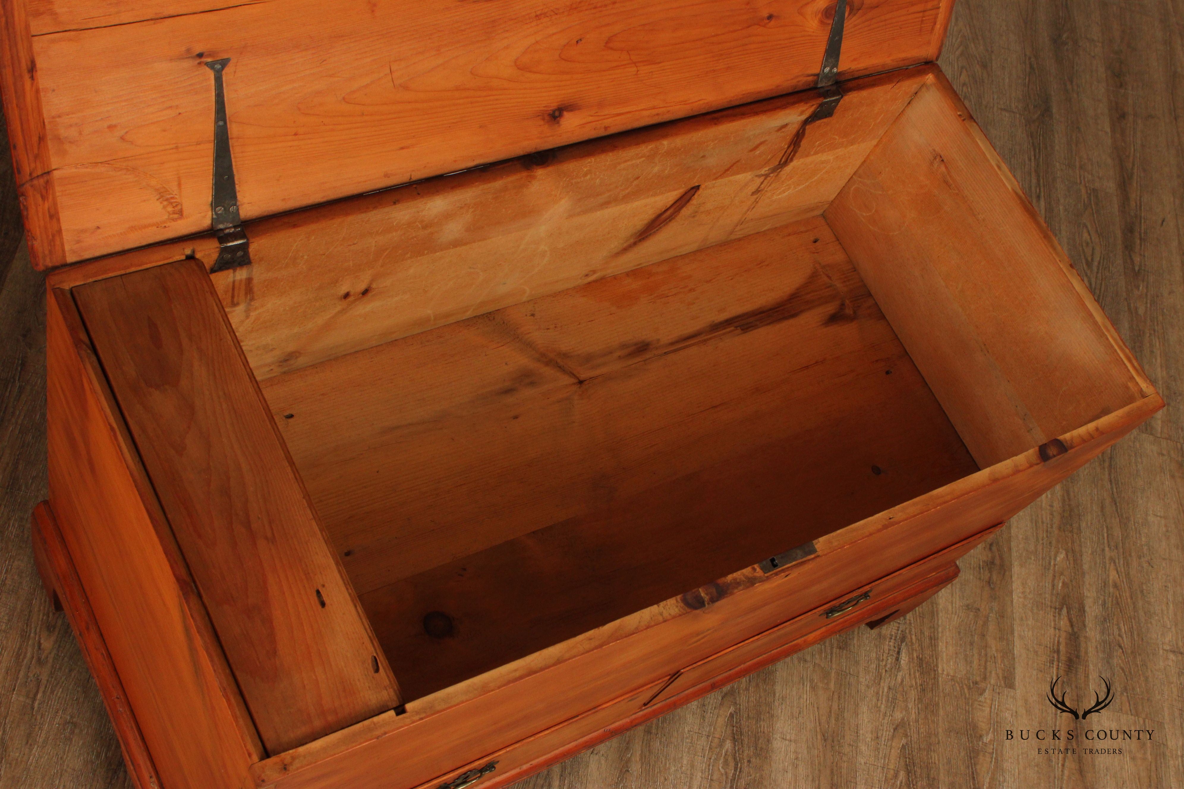 Antique Chippendale Large Two-Drawer Pine Blanket Chest