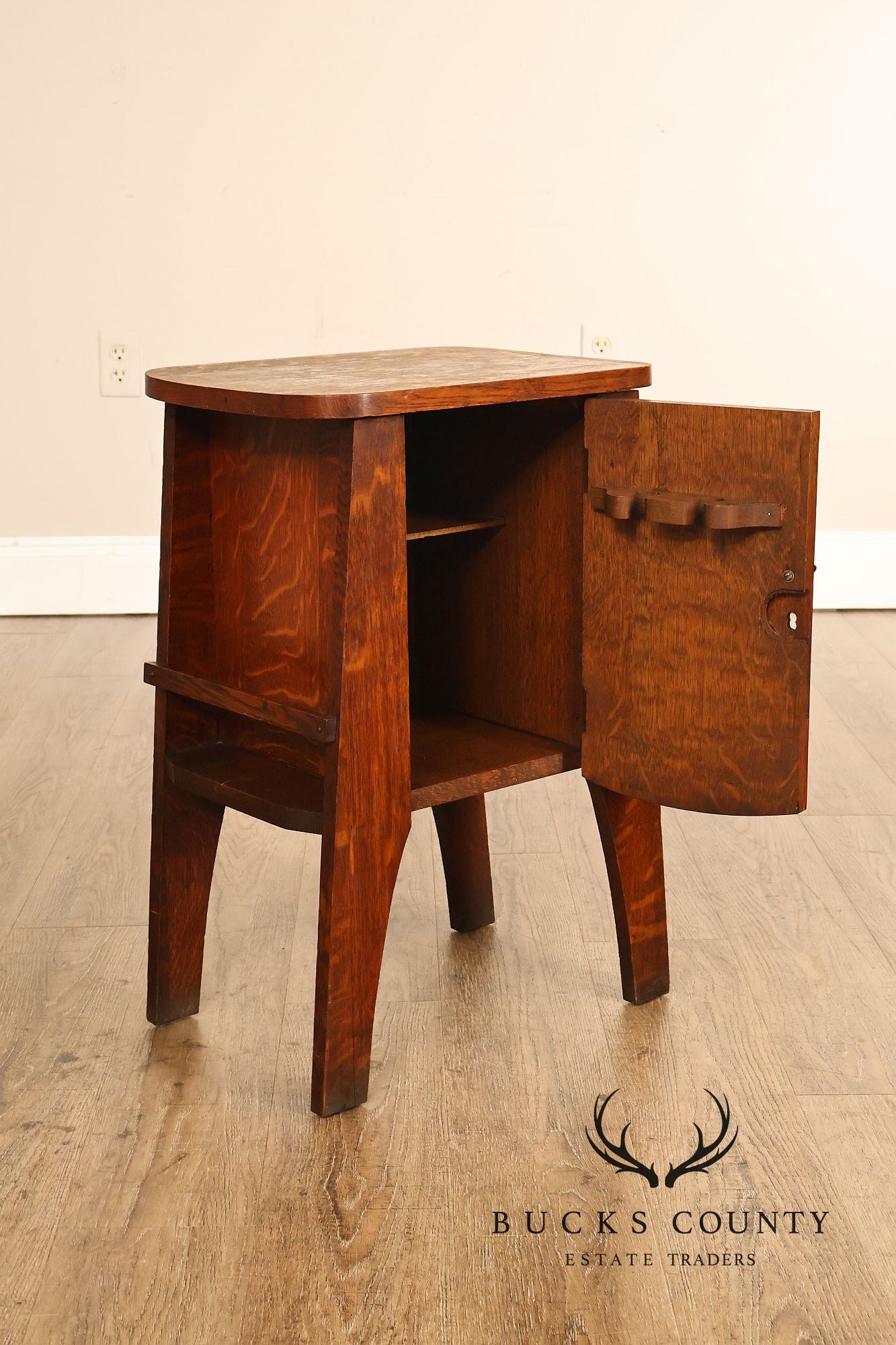 Antique Mission Oak Smoke Stand Bedside Cabinet