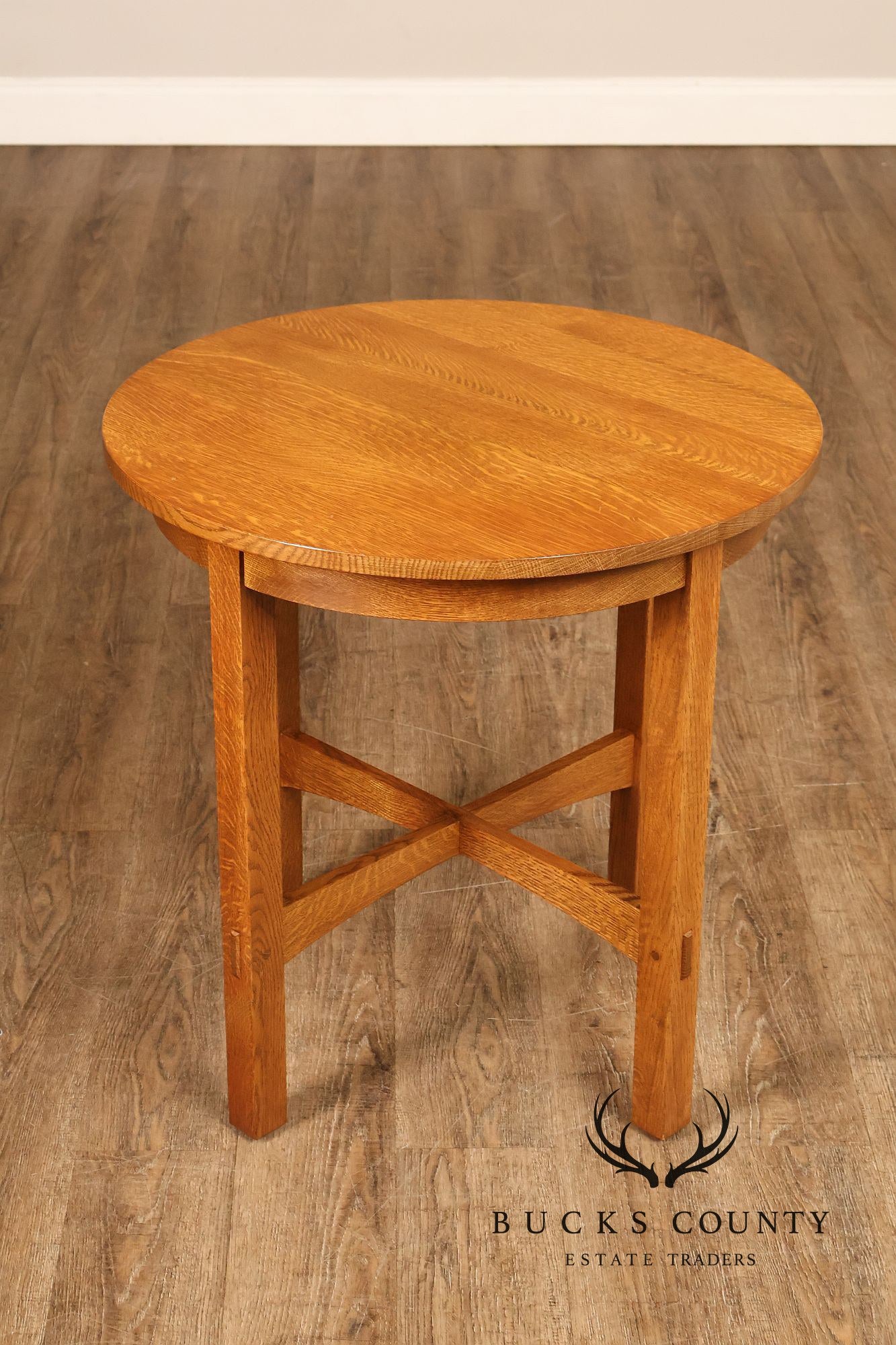 Stickley Mission Collection Round Oak Side Table