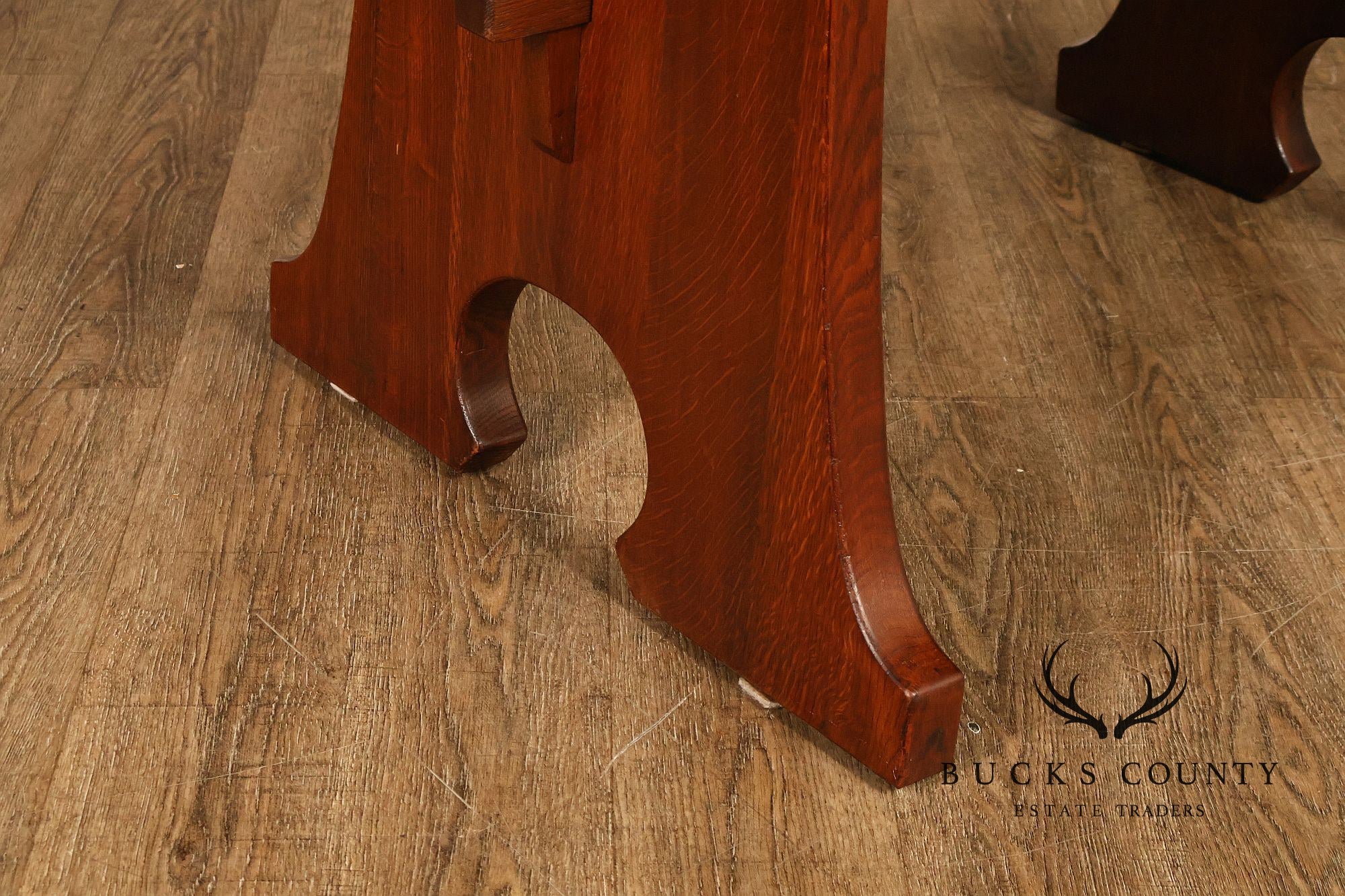 Antique L & JG Stickley Trestle Table Mousehole