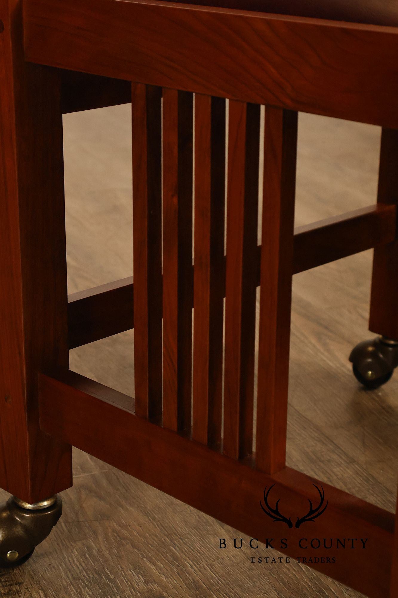 Stickley Mission Collection Pair Of Cherry And Leather Footstools