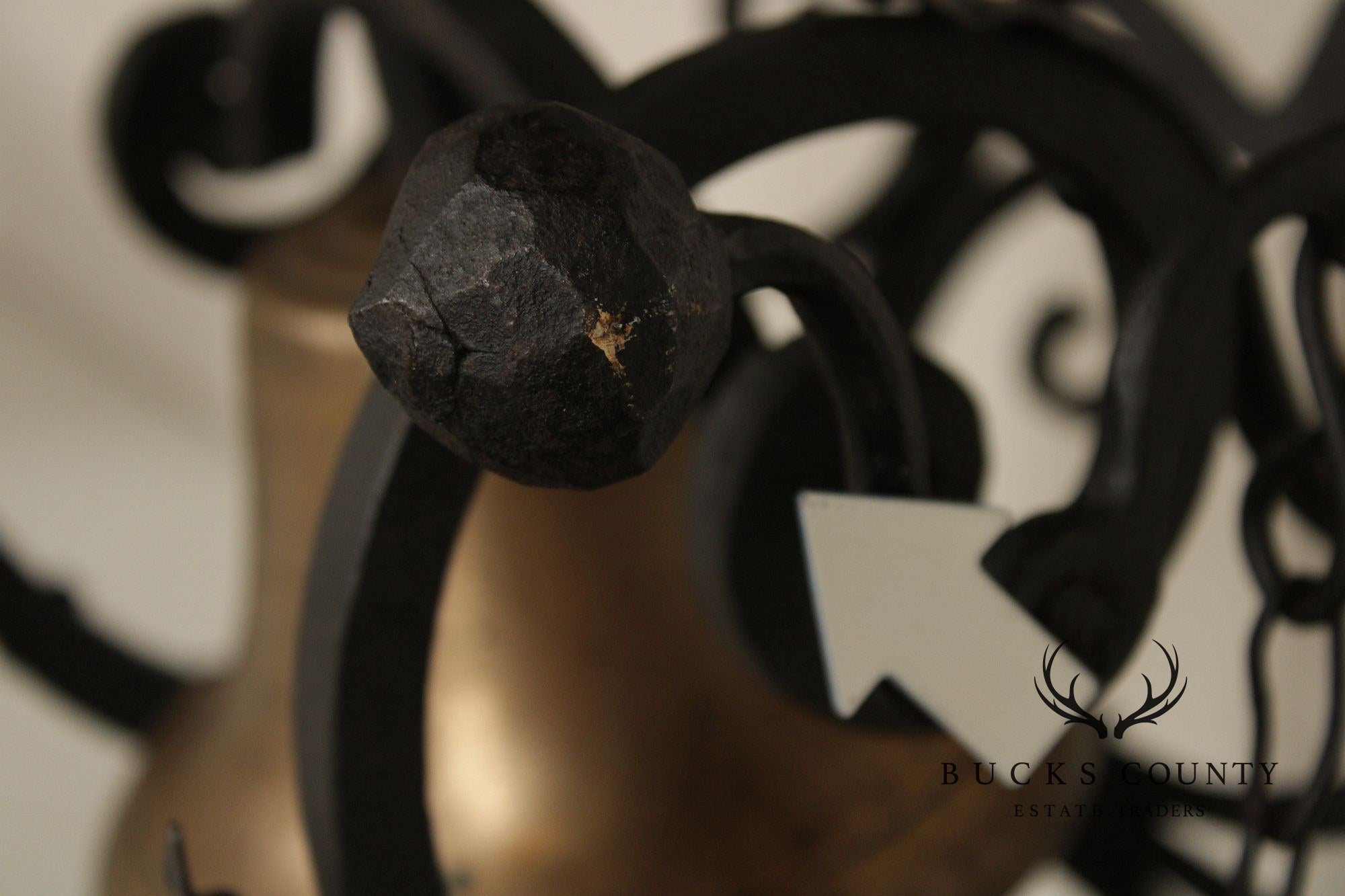 Antique Wrought Iron and Brass Wall-Mounted Bell