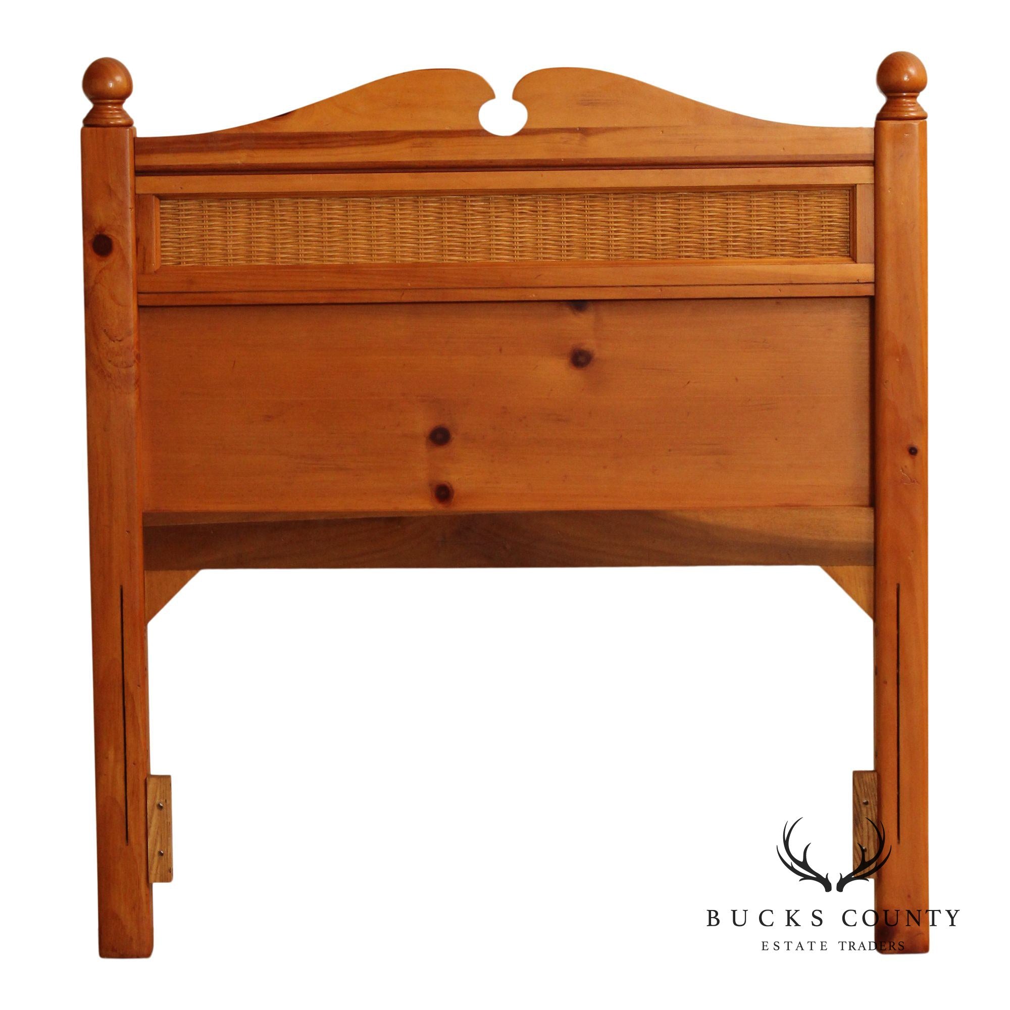 Stanley Furniture Country Pine and Wicker Twin Headboard