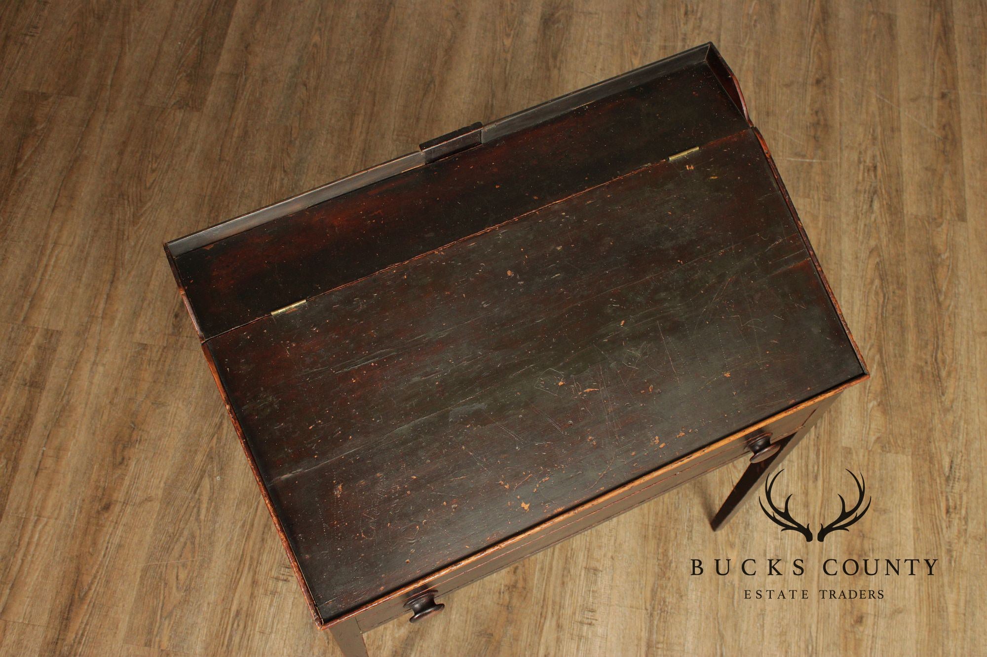 Antique Country Sheraton Slant Front Clerk’s Desk