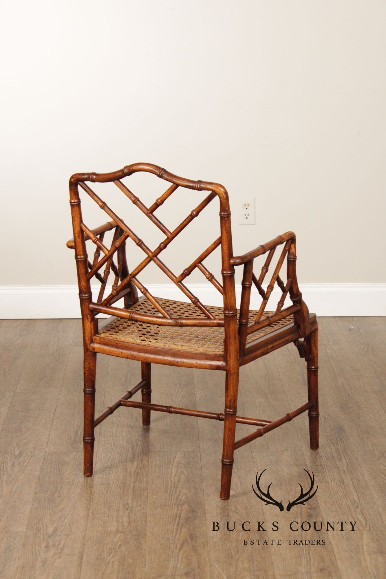Chinese Chippendale Style Faux Bamboo Armchair