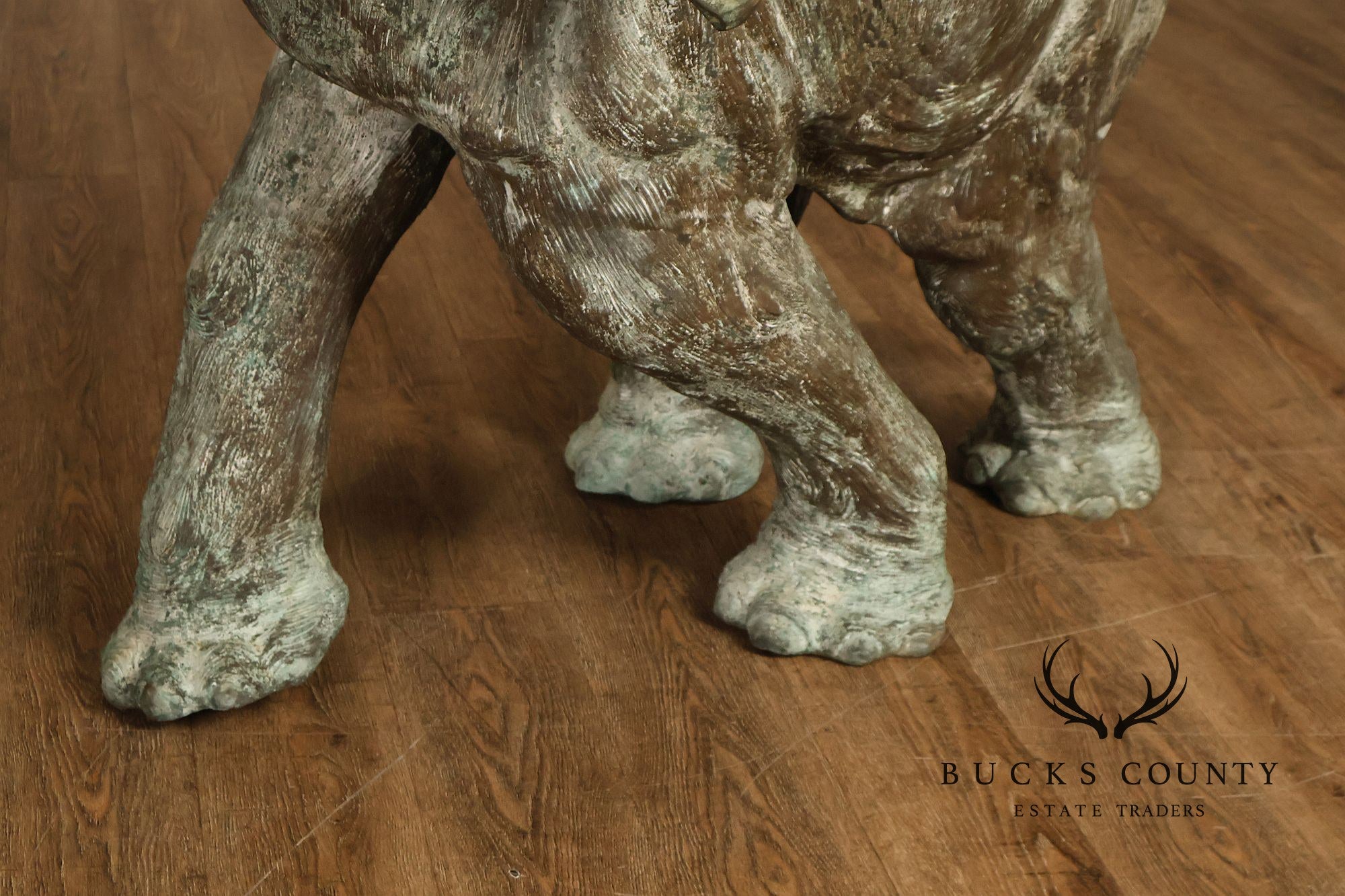 Monumental Cast Bronze Raised Trunk Elephant Garden Statue