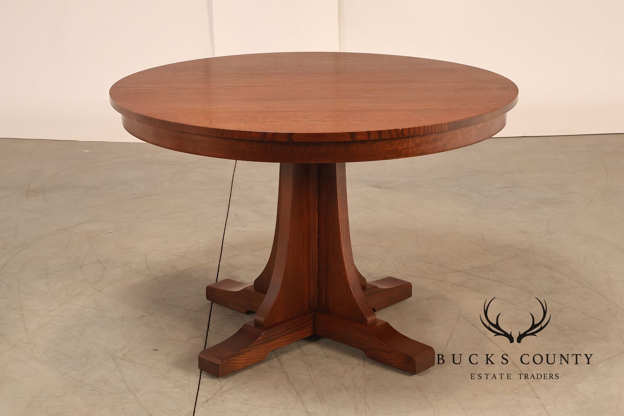 Stickley Mission Collection 46" Round Oak Pedestal Dining Table