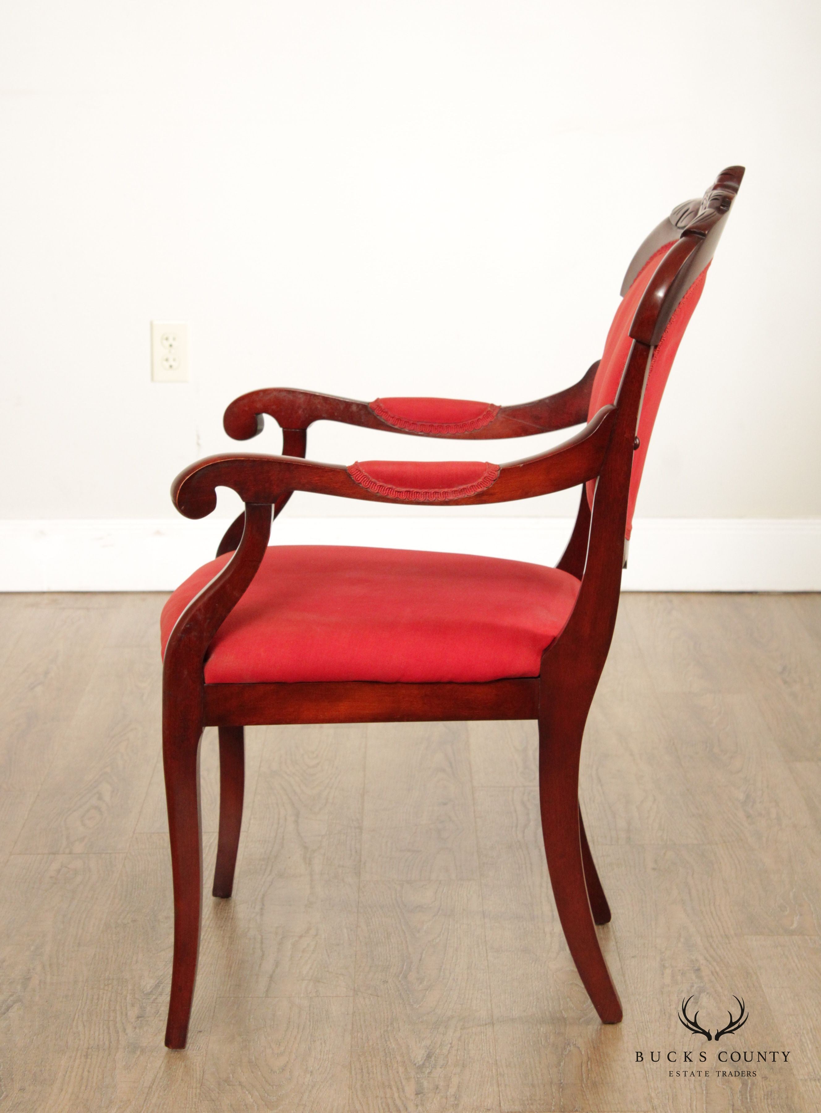 Victorian Style Carved Mahogany Armchair