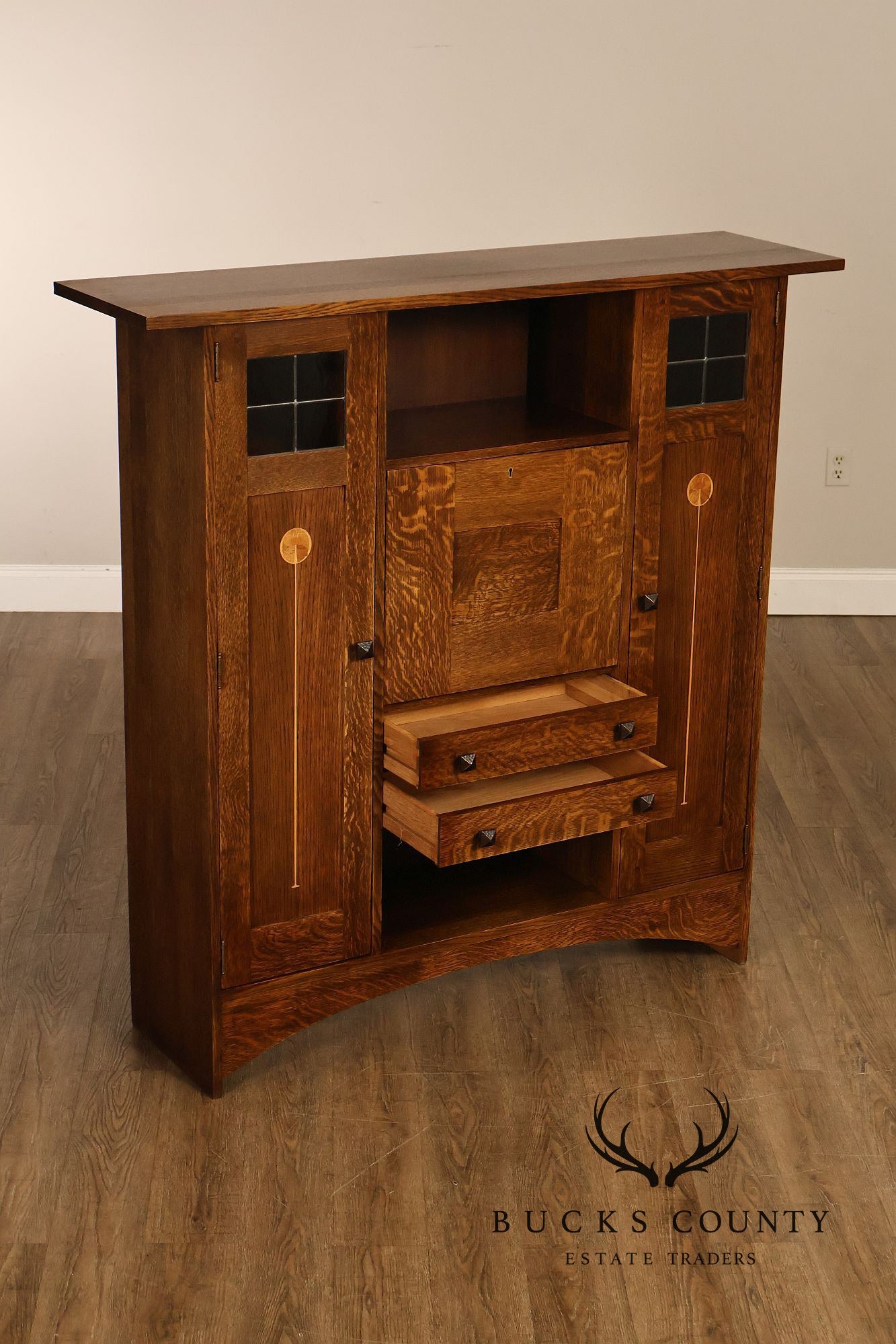 Stickley Harvey Ellis Mission Collection Oak Fall Front Secretary Bookcase