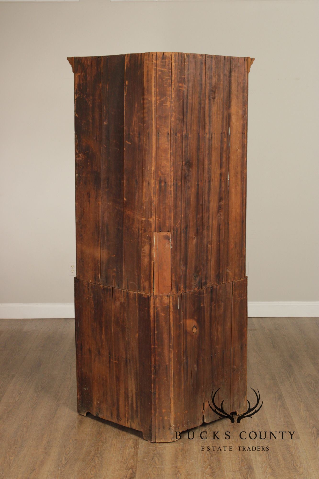 Antique Farmhouse Poplar Twelve-Pane Corner Cabinet