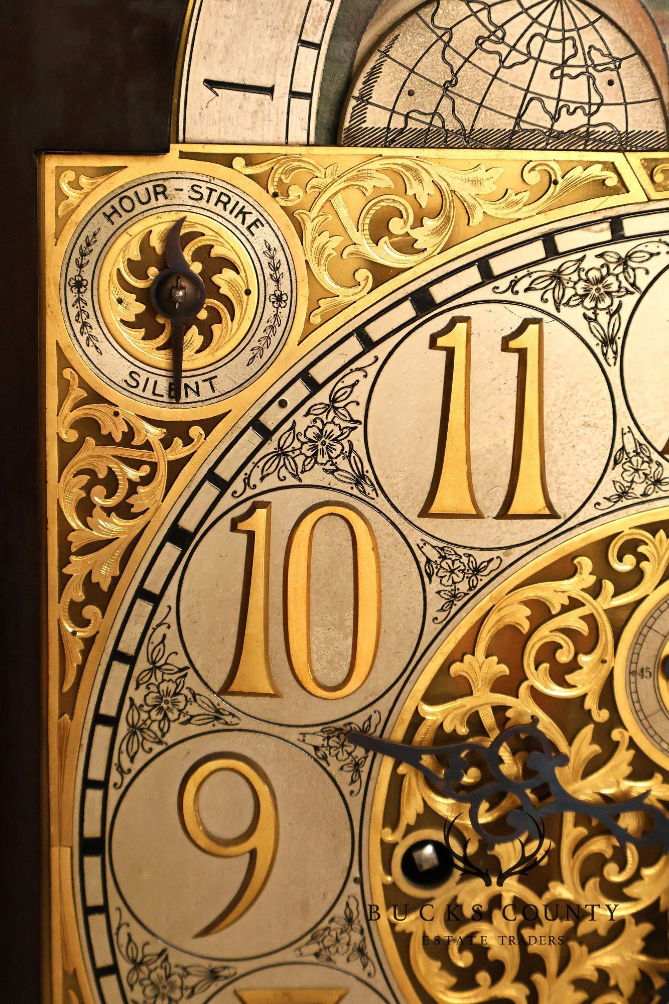 American Chime Clock Co Nine Tube Grandfather Clock with Moon Dial and Westminster Chime Movement