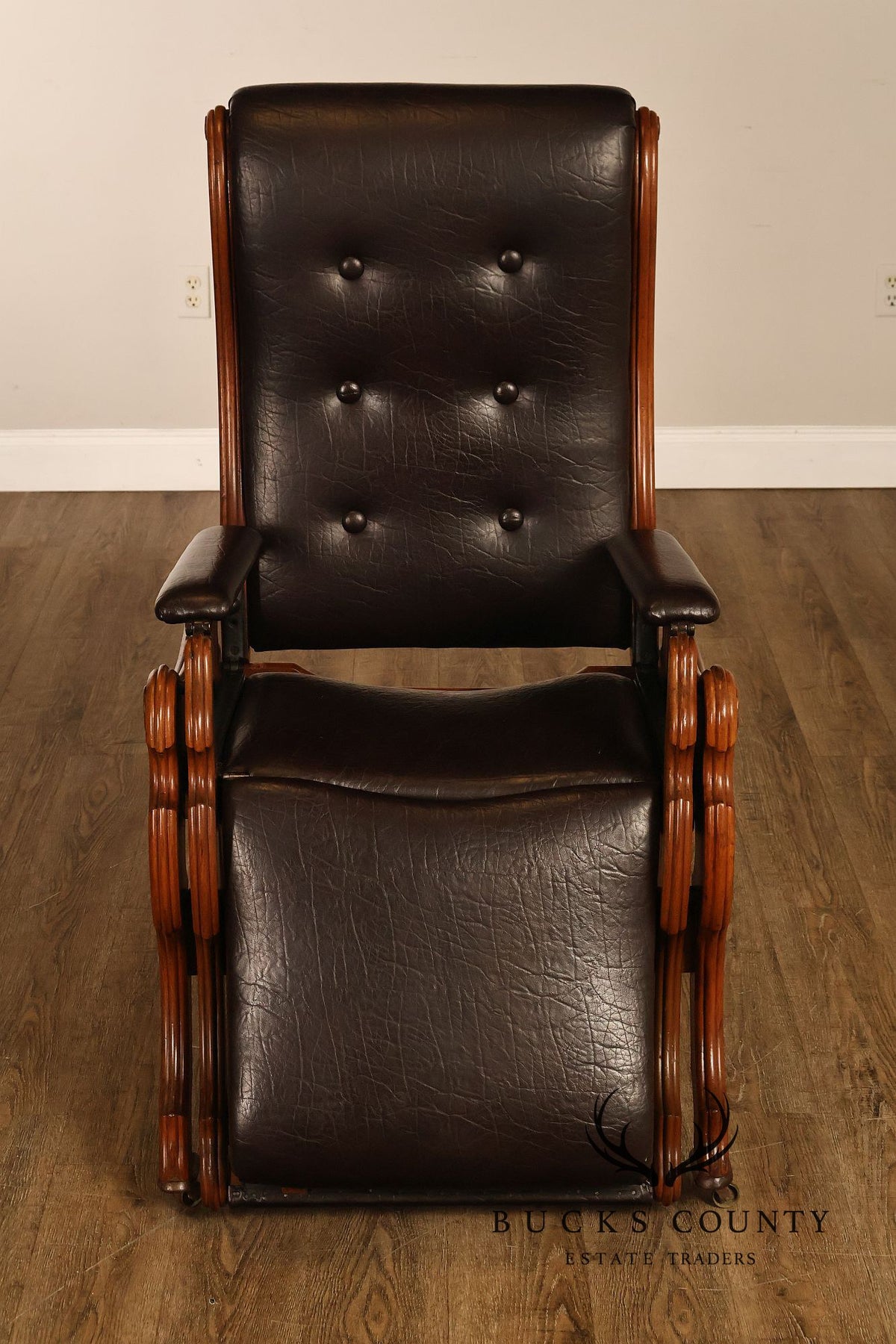 Antique Victorian Carved Walnut Reclining Armchair