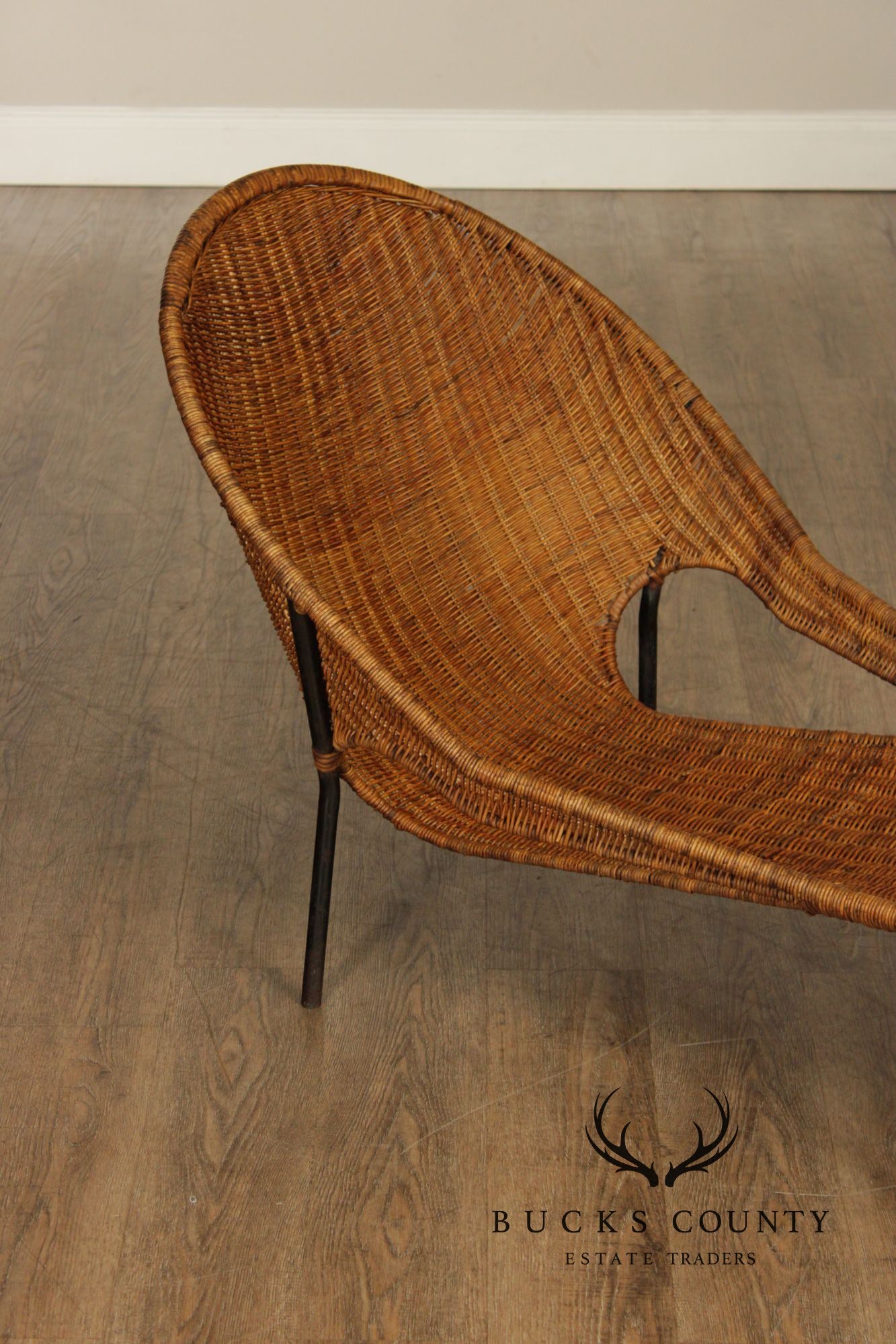 Francis Mair Attributed Mid Century Modern Wicker Lounge Chair