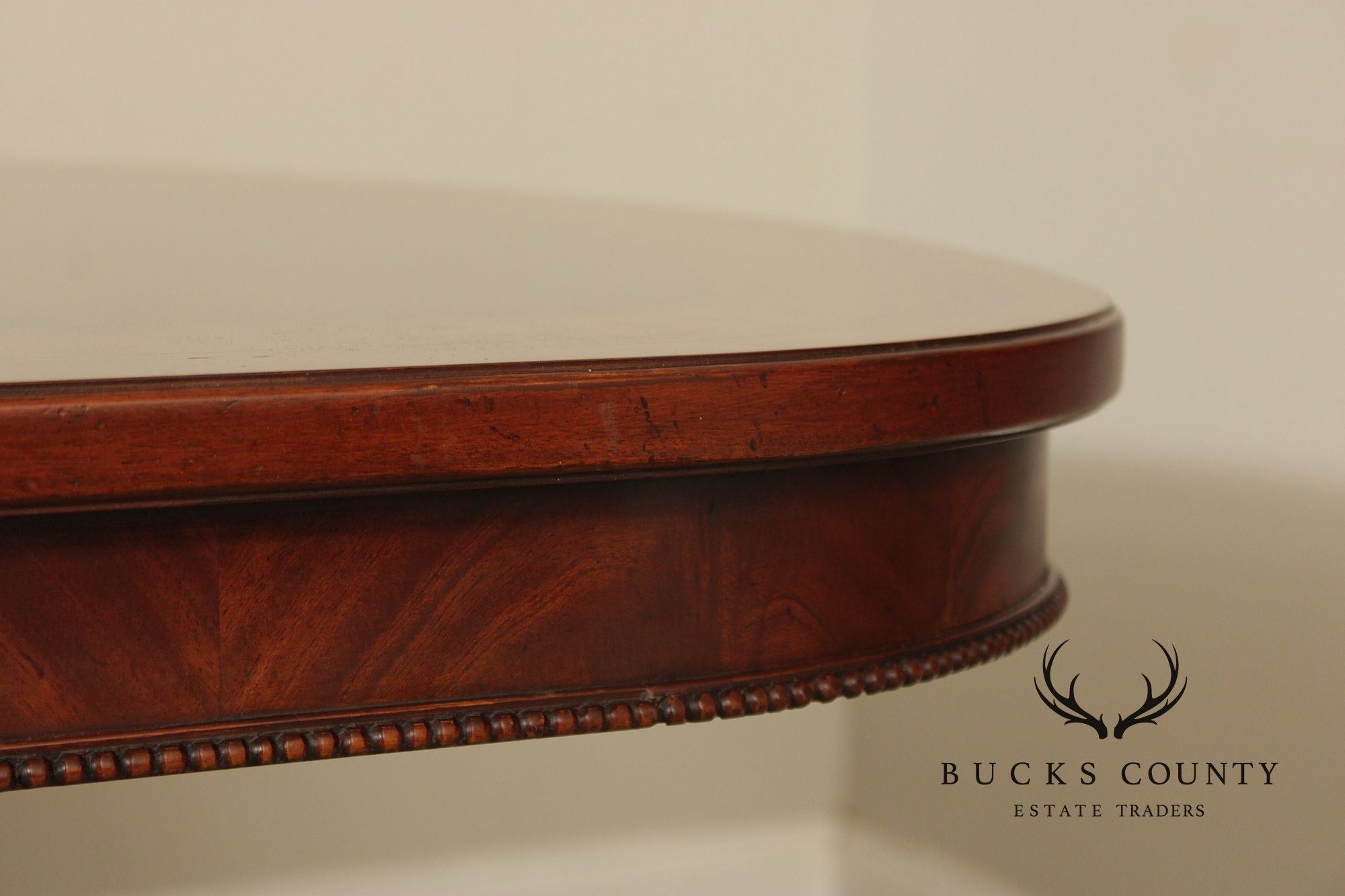 Regency Style Quality Banded Mahogany Double Pedestal Dining Table With 2 Leaves