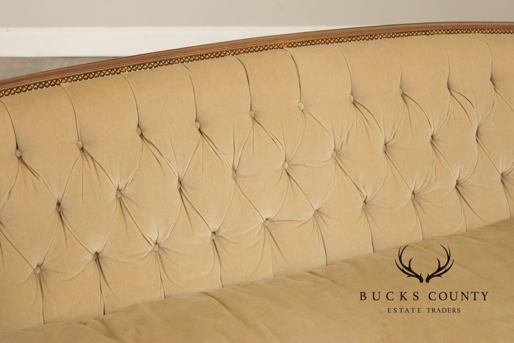 Sheraton Style Vintage Mahogany Tufted Sofa