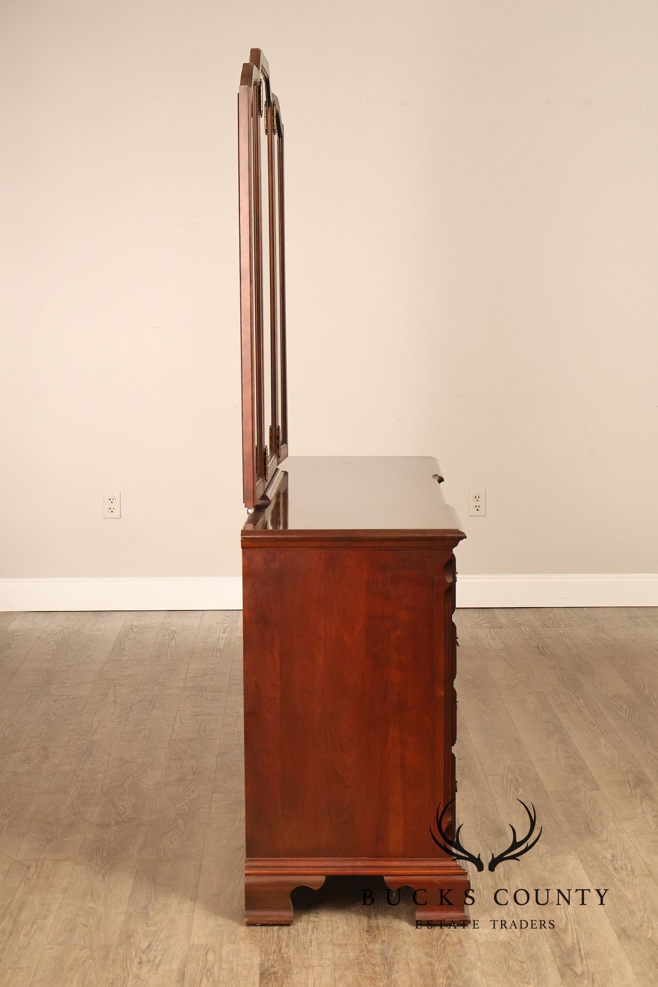 Pennsylvania House Chippendale Style Cherry Long Dresser with Mirror