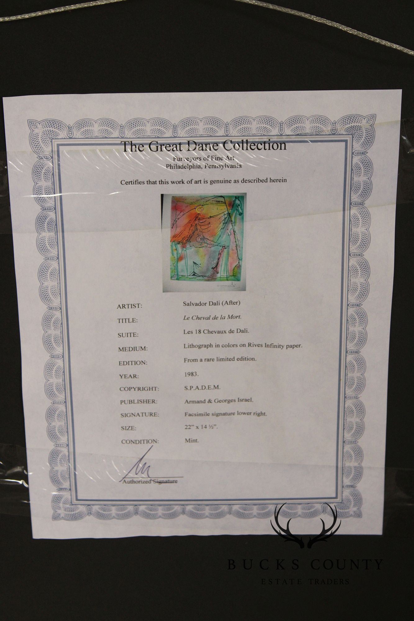 Salvador Dalí Framed Lithograph, 'Cheval De La Mort'