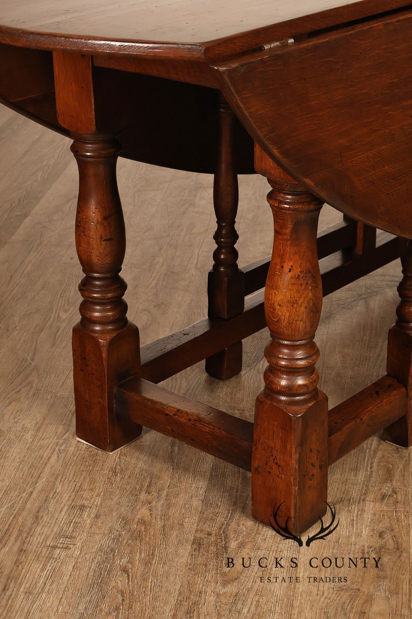 English Oak Large Gateleg Drop Leaf Dining Table