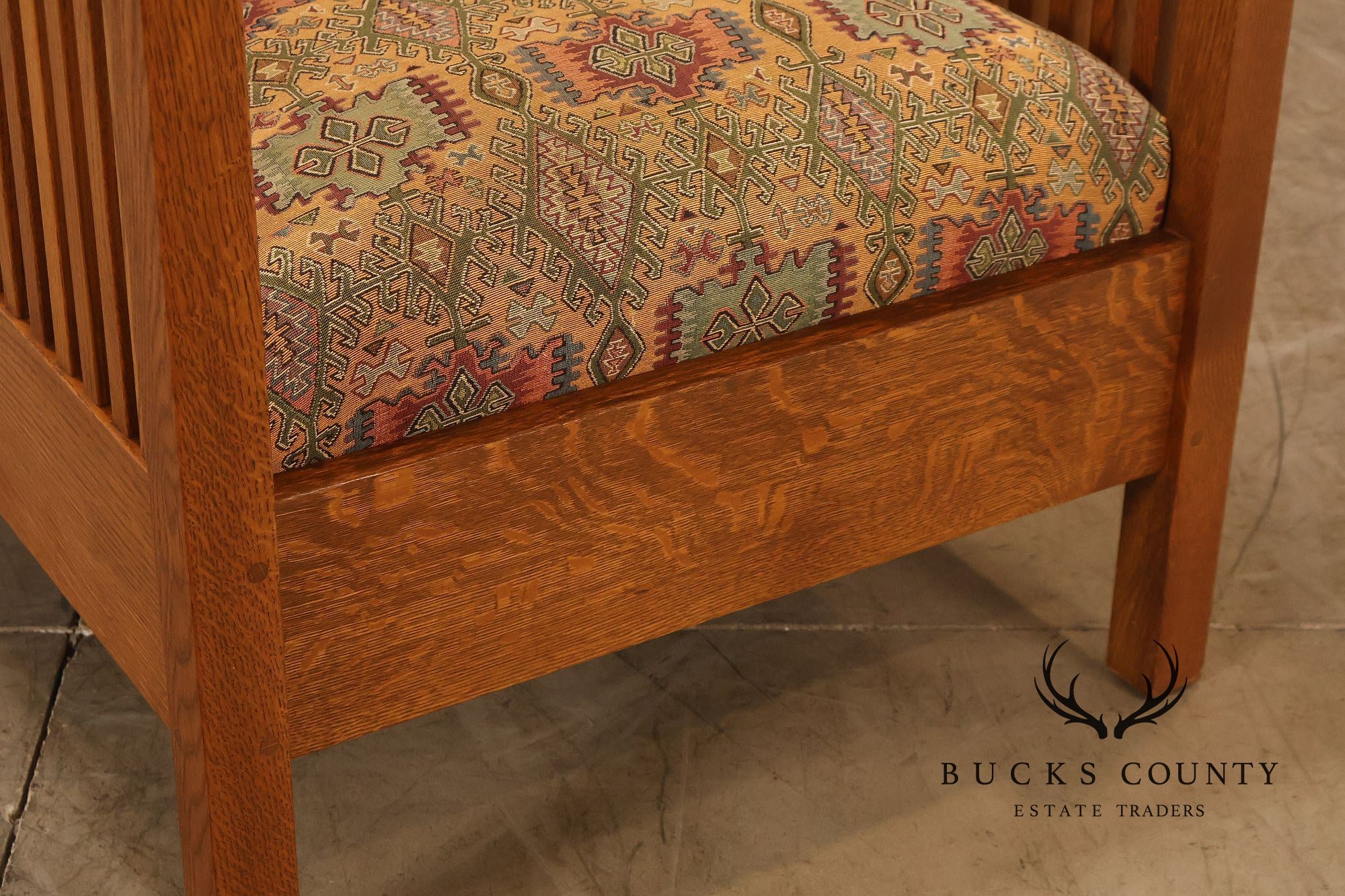 Stickley Mission Collection Oak Spindle Cube Lounge Chair