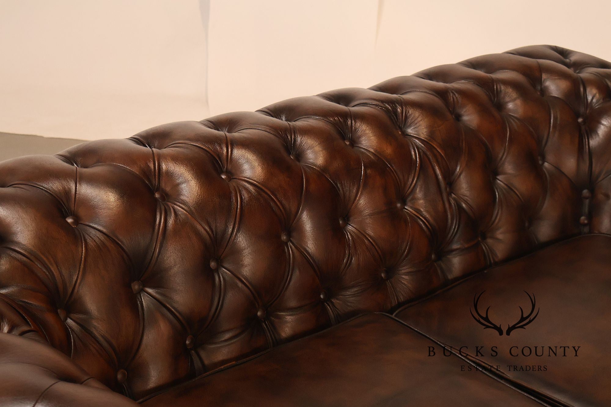 Chesterfield Style 6 Foot Brown Tufted Leather Sofa