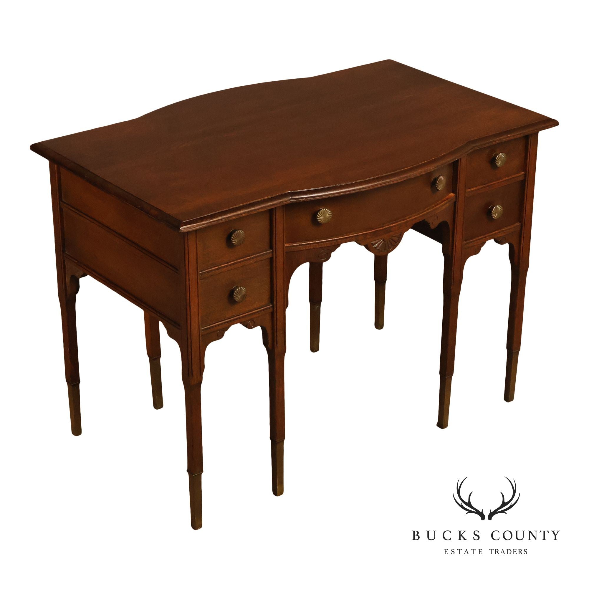 Antique Victorian Oak Partner's Writing Desk