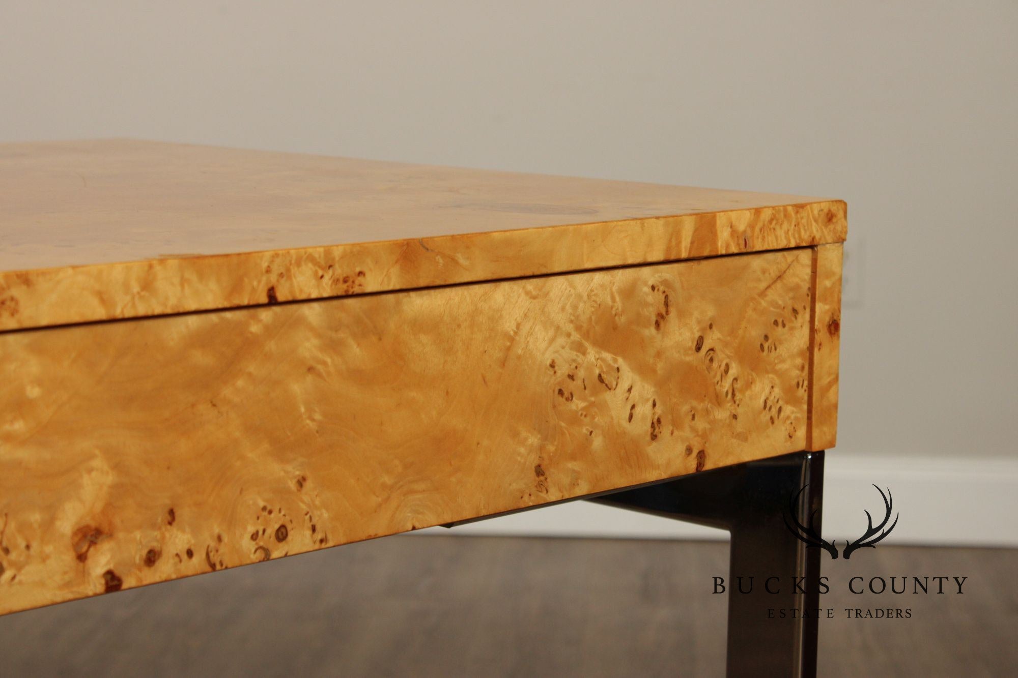 1970's Modern Burlwood and Chrome Writing Desk