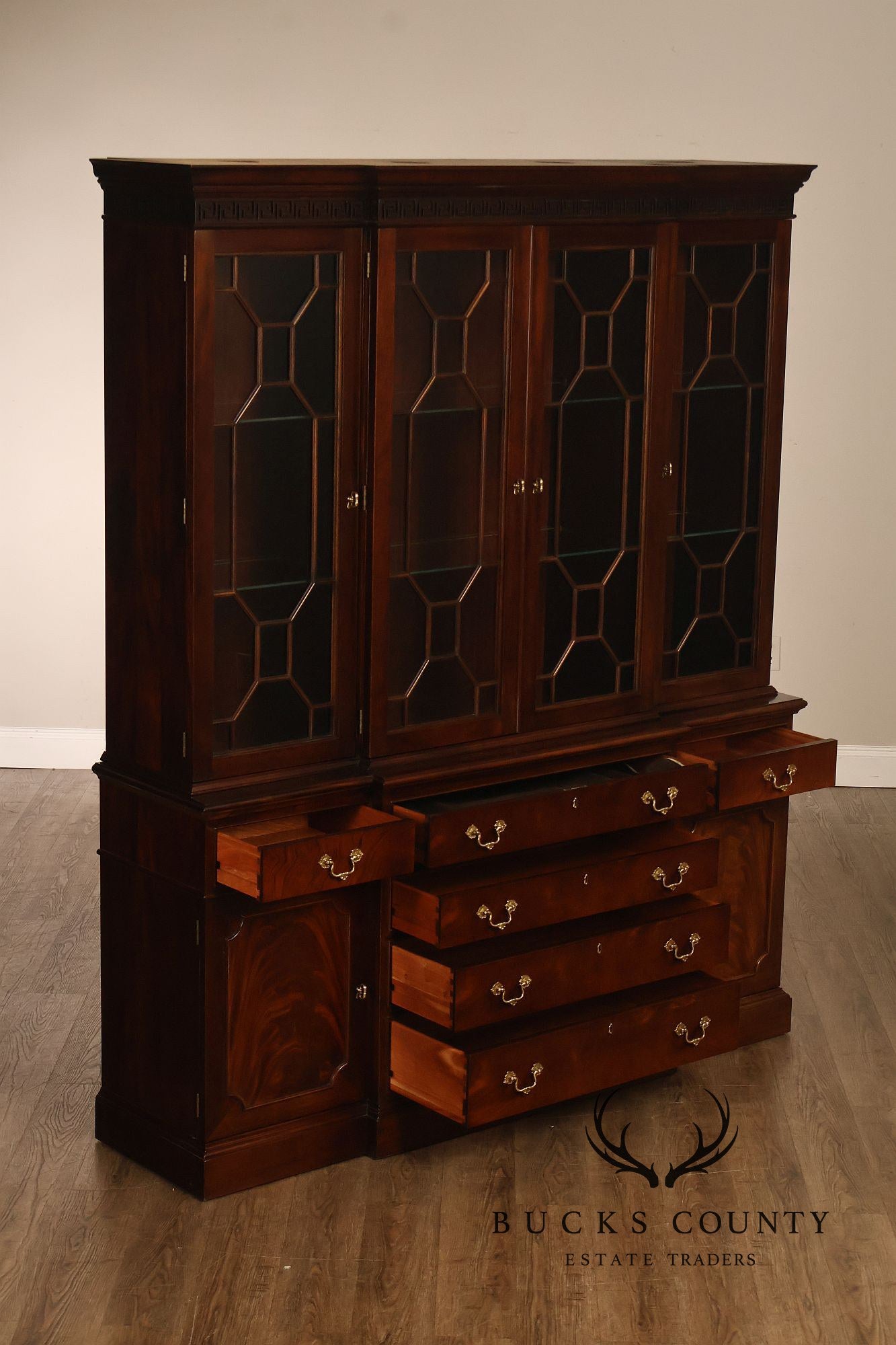 Stickley Georgian Style Mahogany Bookcase Breakfront