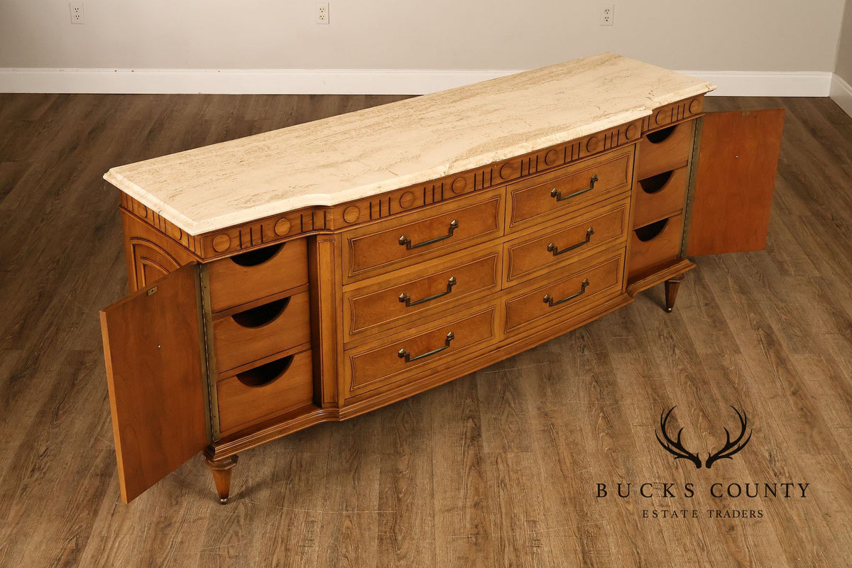 Italian Neoclassical Style Travertine Top Chest of Drawers