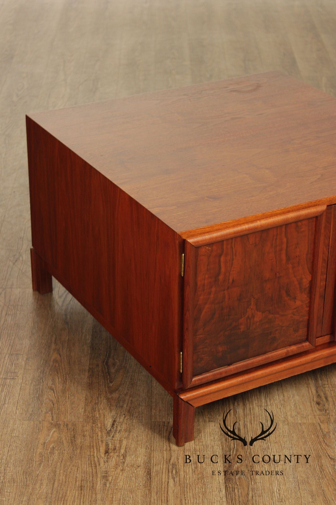Brown Saltman Mid-Century Modern Walnut Cube Cabinet Coffee Table