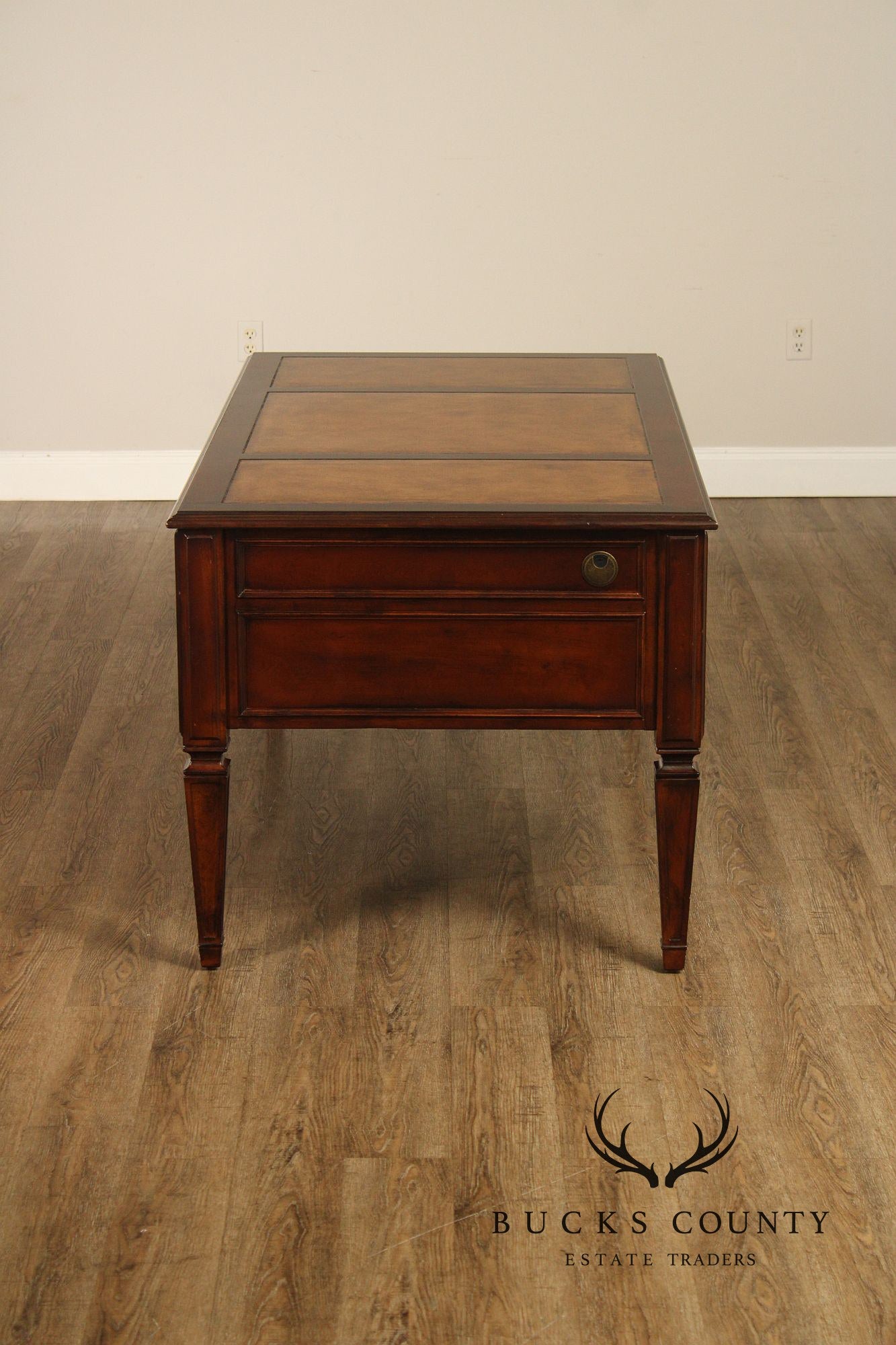 Ethan Allen Leather Top Cherry 'Buckley' Executive Desk