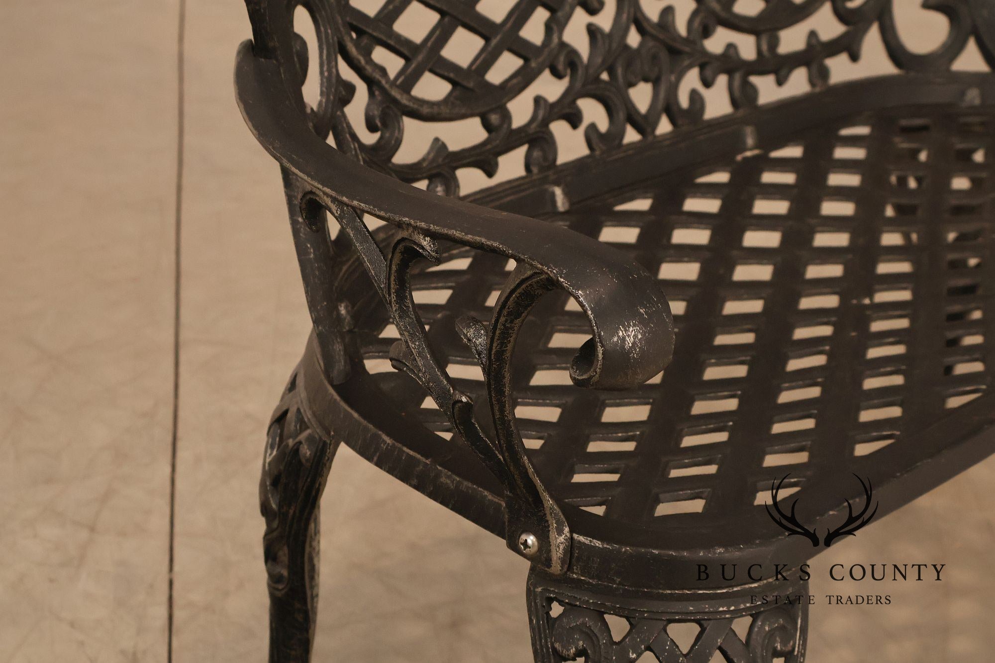 Cast Aluminum Garden Bench With Ornate Lattice Back