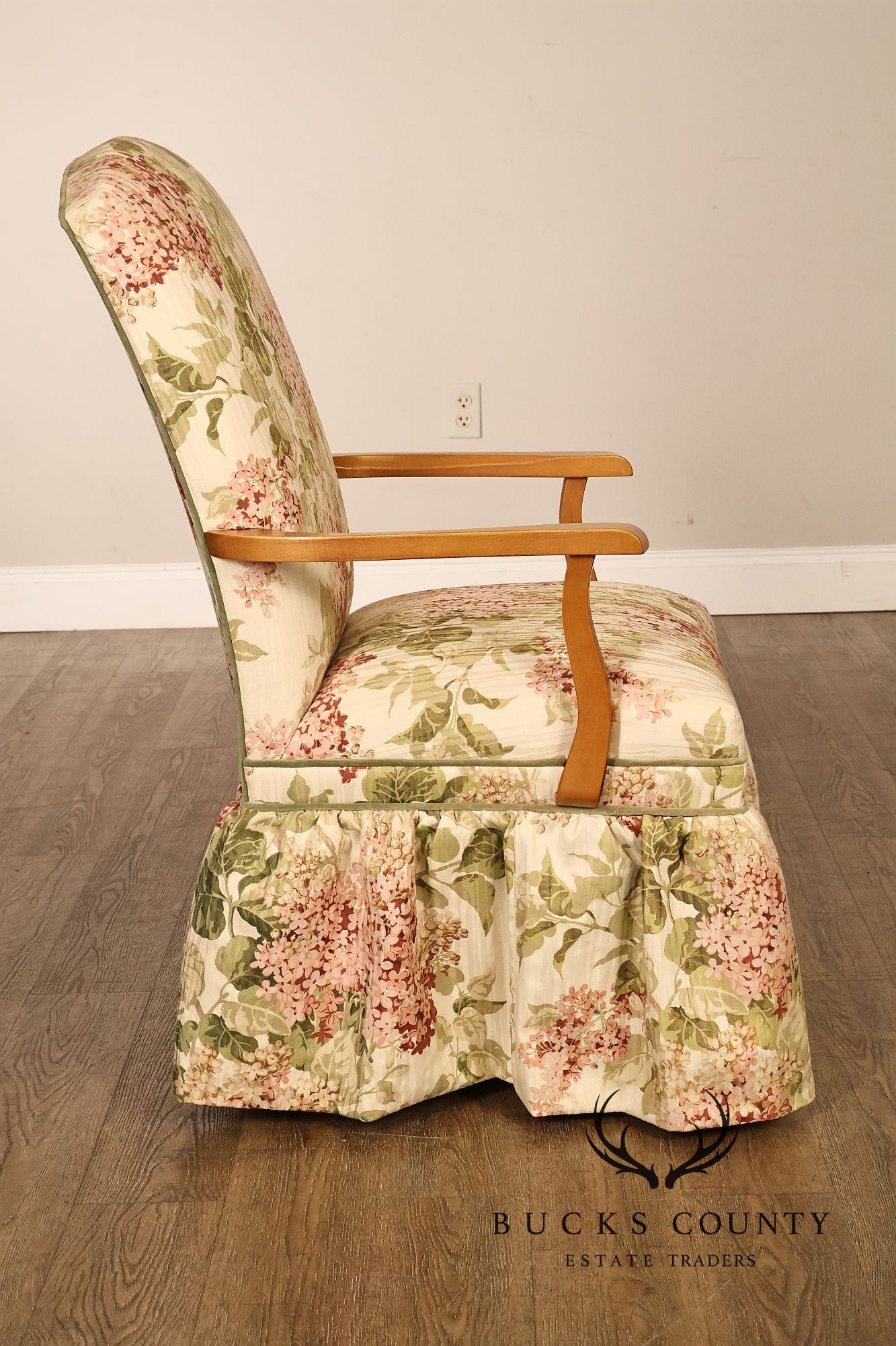 Ethan Allen Pair Of Floral Upholstered Skirted Armchairs