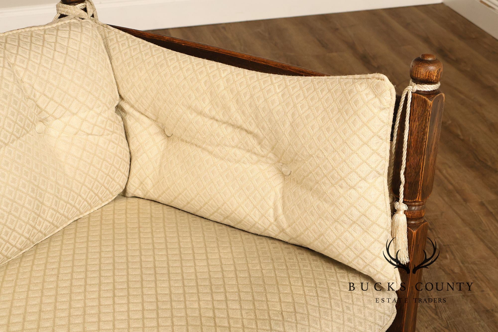 French Country Style Carved Oak Frame Three Seat Sofa