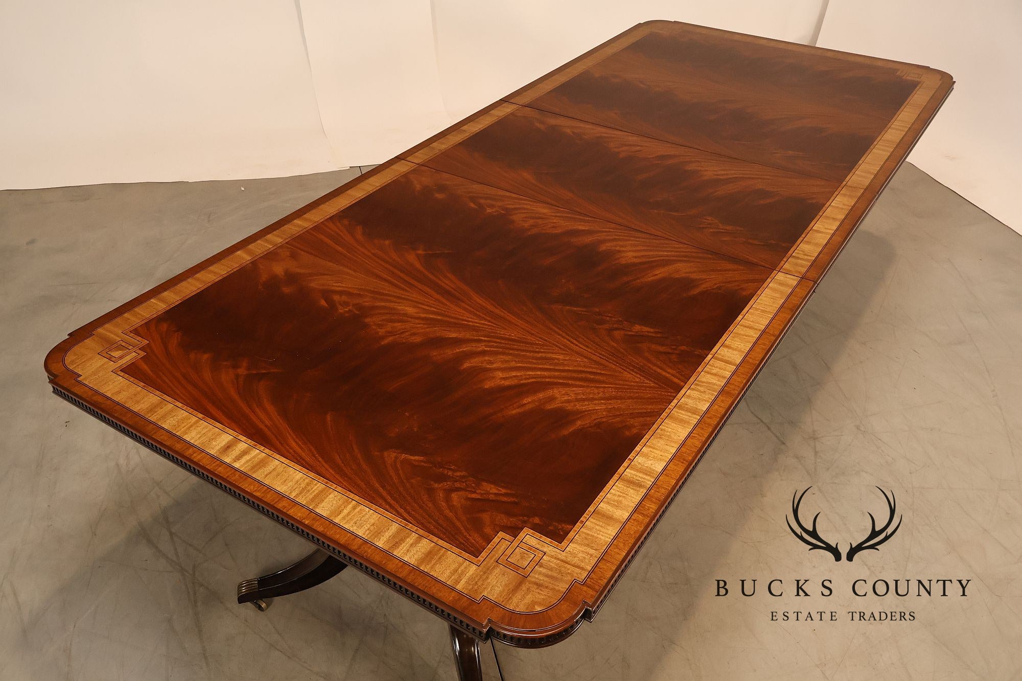 Maitland Smith Greek Key Mahogany & Satinwood Banded Dining Table