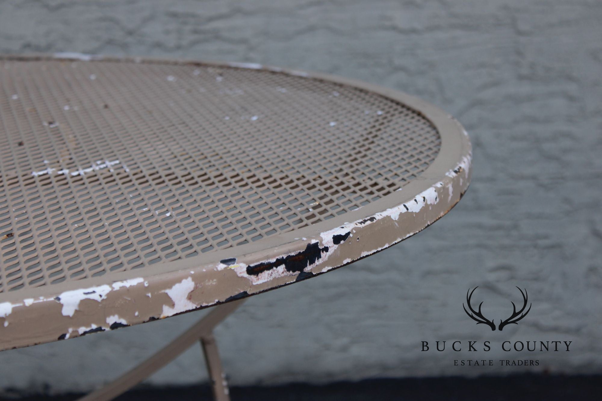 Mid Century Modern Round Wrought Iron Patio Dining Table