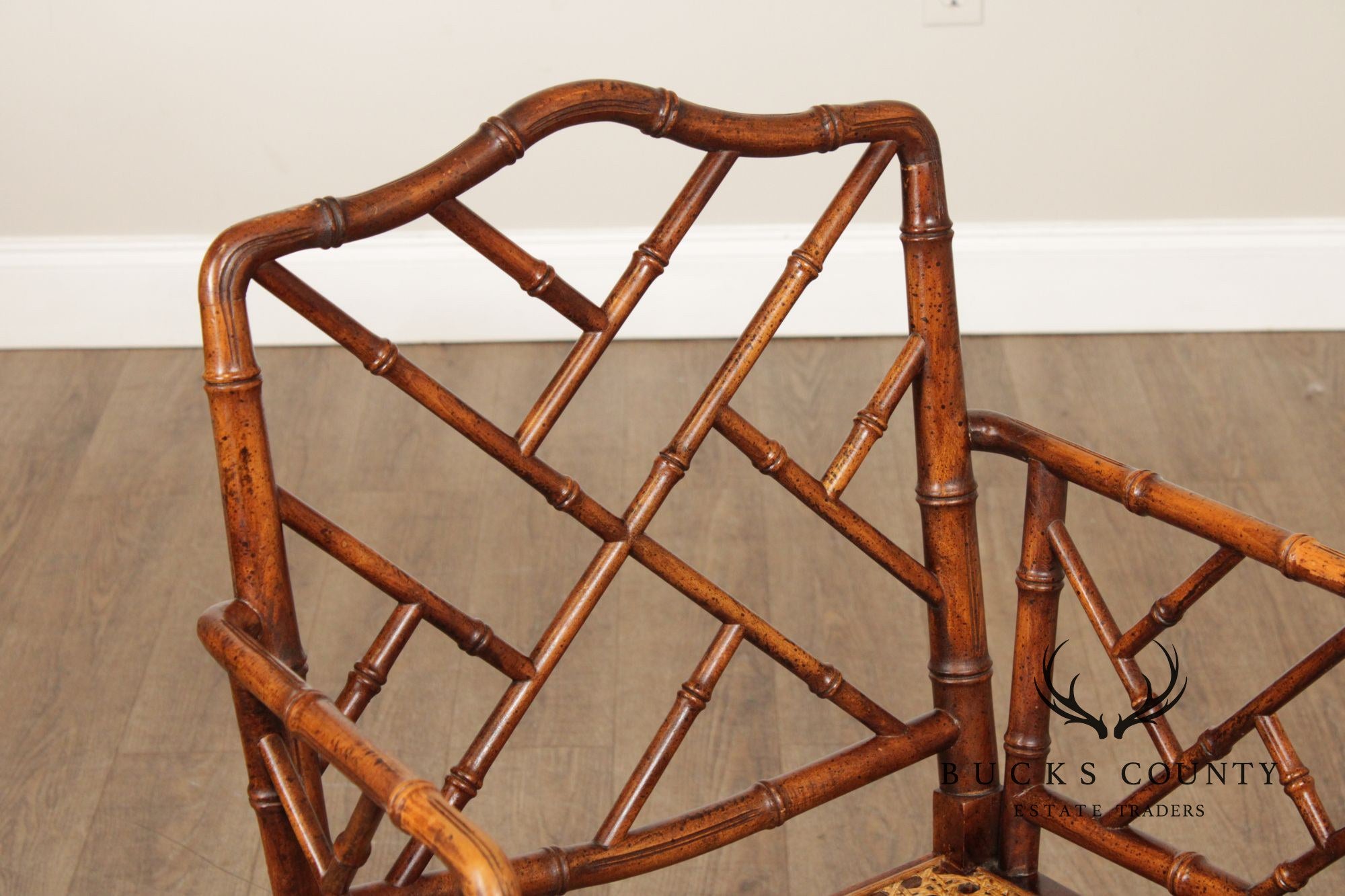 Chinese Chippendale Style Faux Bamboo Armchair