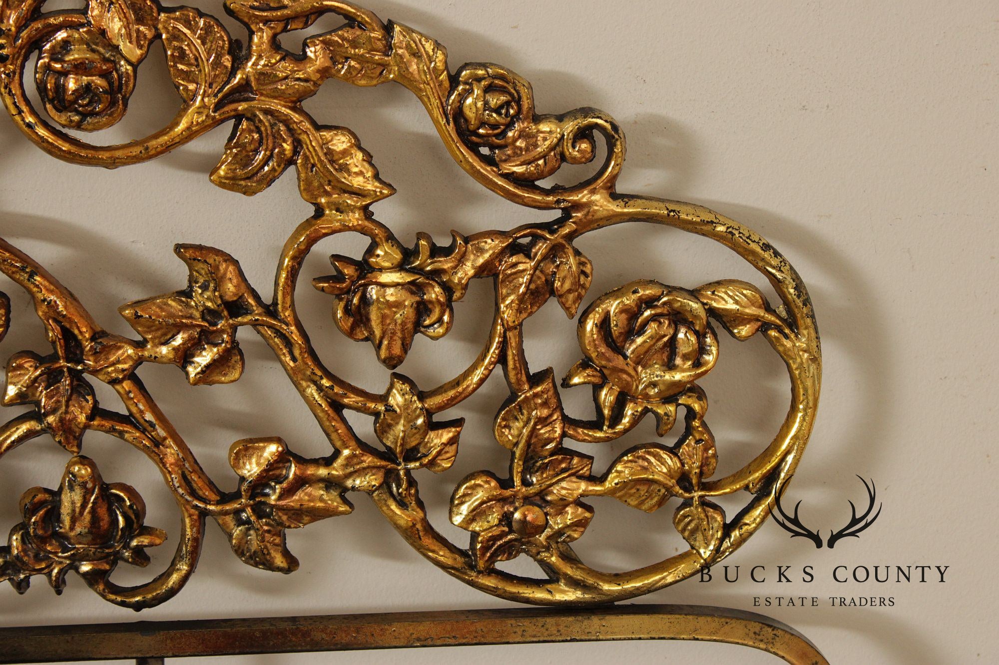 Rococo Style King Size Scrolling Brass Headboard