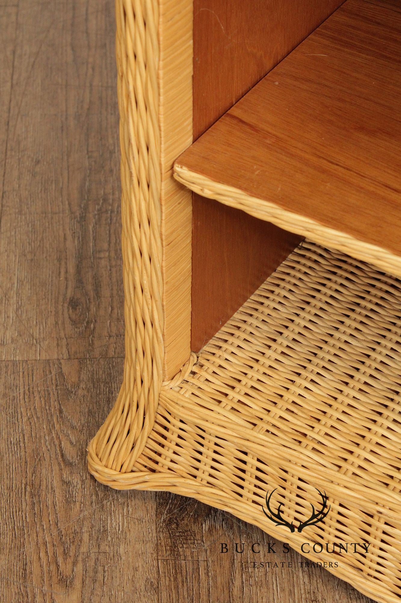 Vintage Wicker Computer Desk Console