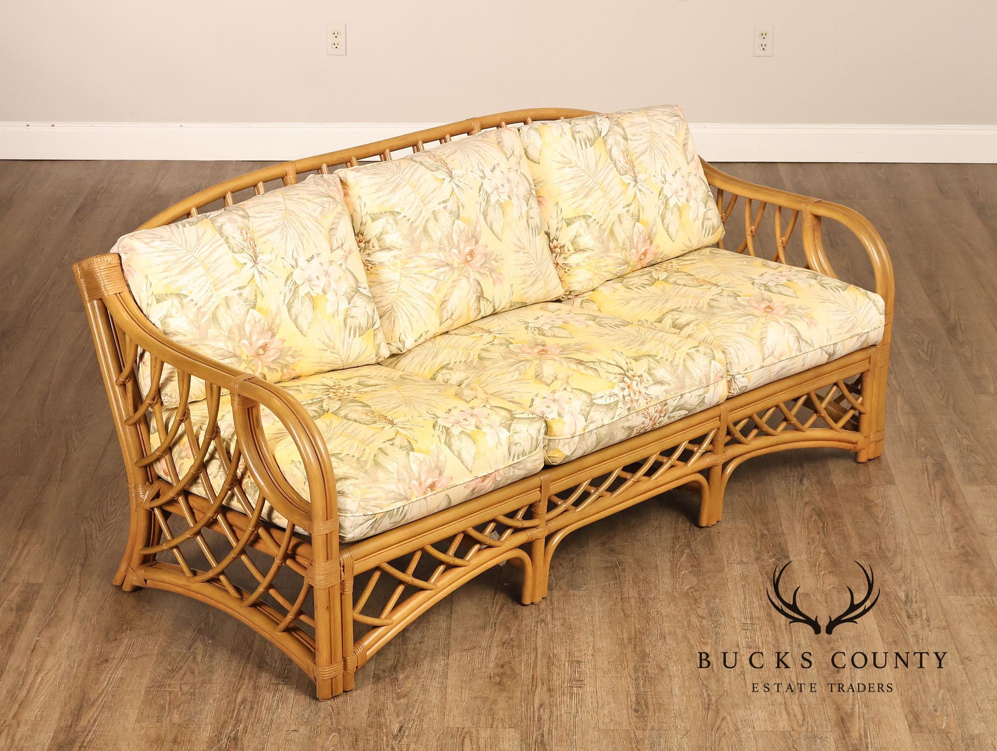 TradeWinds Rattan Sofa With Upholstered Cushions