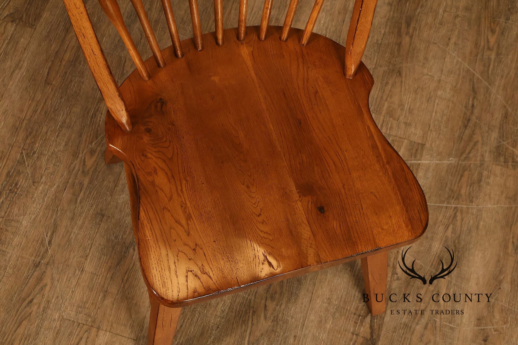 Broyhill Attic Heirlooms Set Of 6 Windsor Style Oak Hoop Back Dining Side Chairs