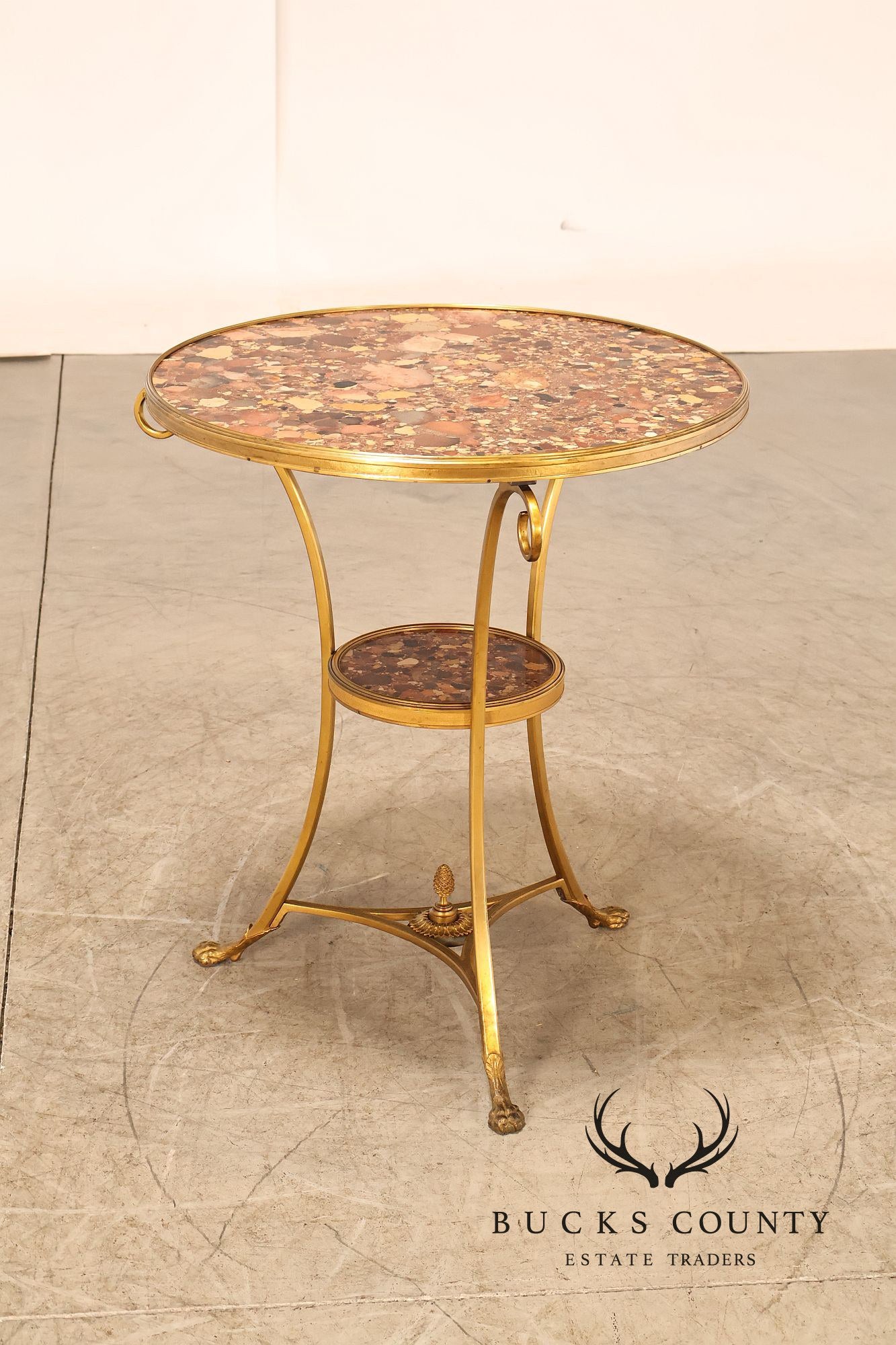 Neoclassical Style Pair of Marble Top Gueridon Side Tables