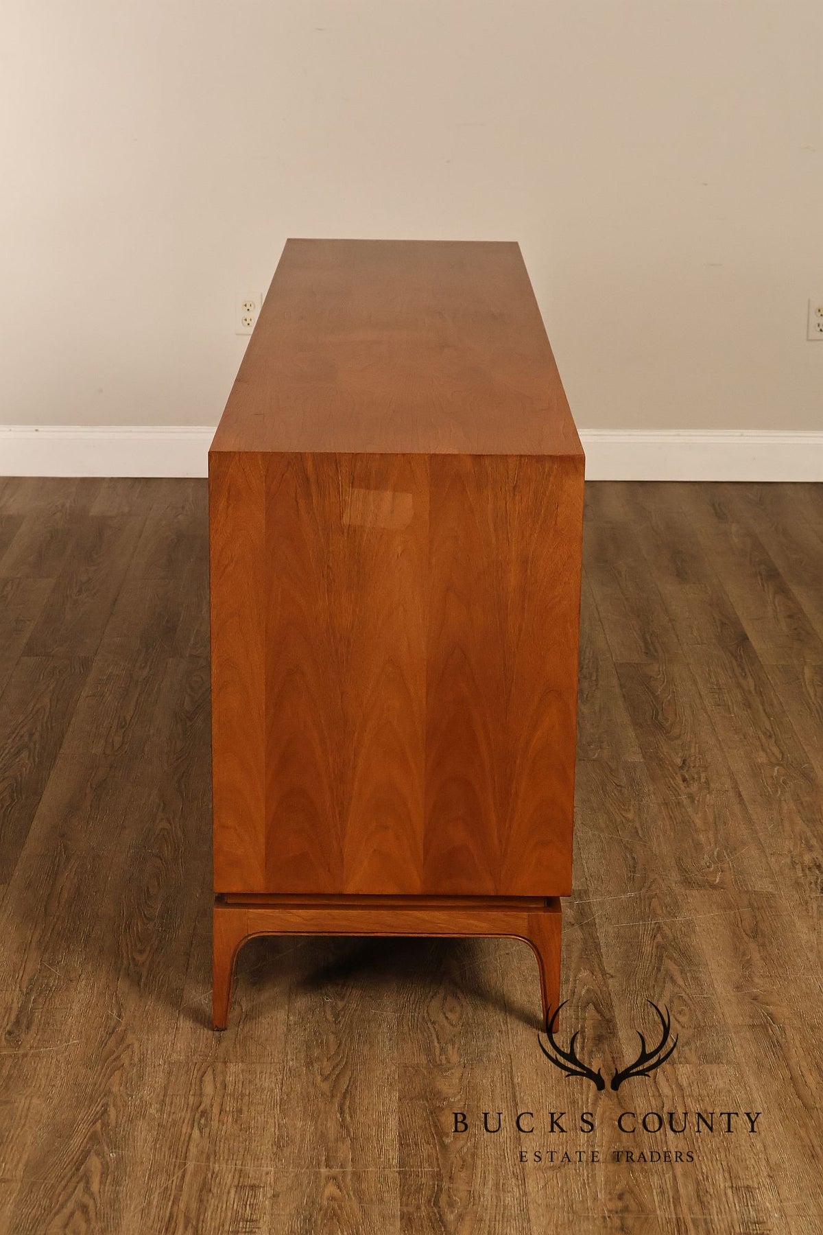 Mid Century Modern Walnut Geometric Paneled Credenza