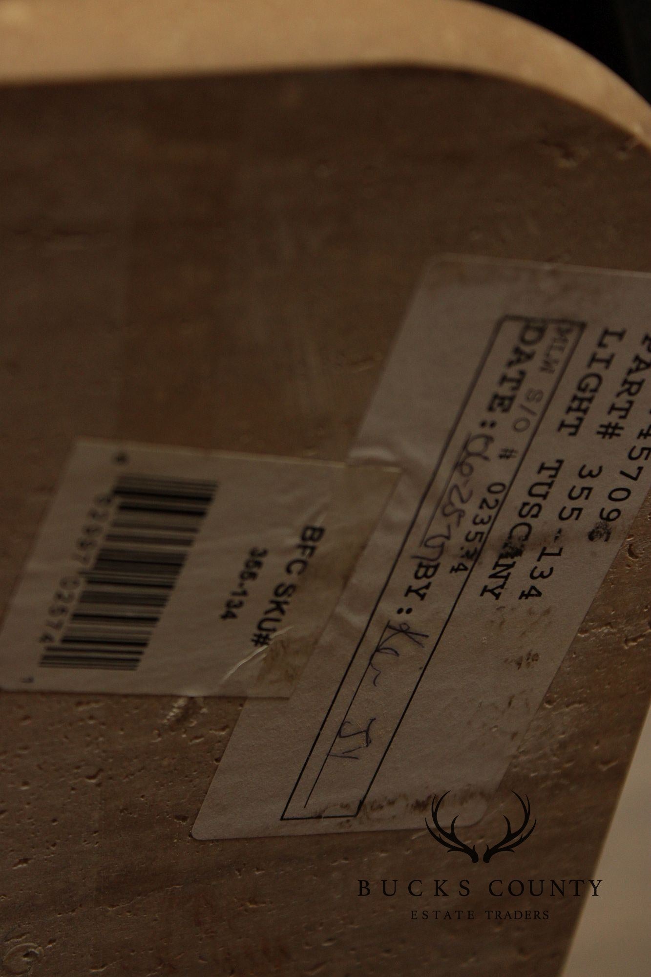 Bernhardt Tuscan Style Carved Cerused Oak Sideboard With Travertine Top