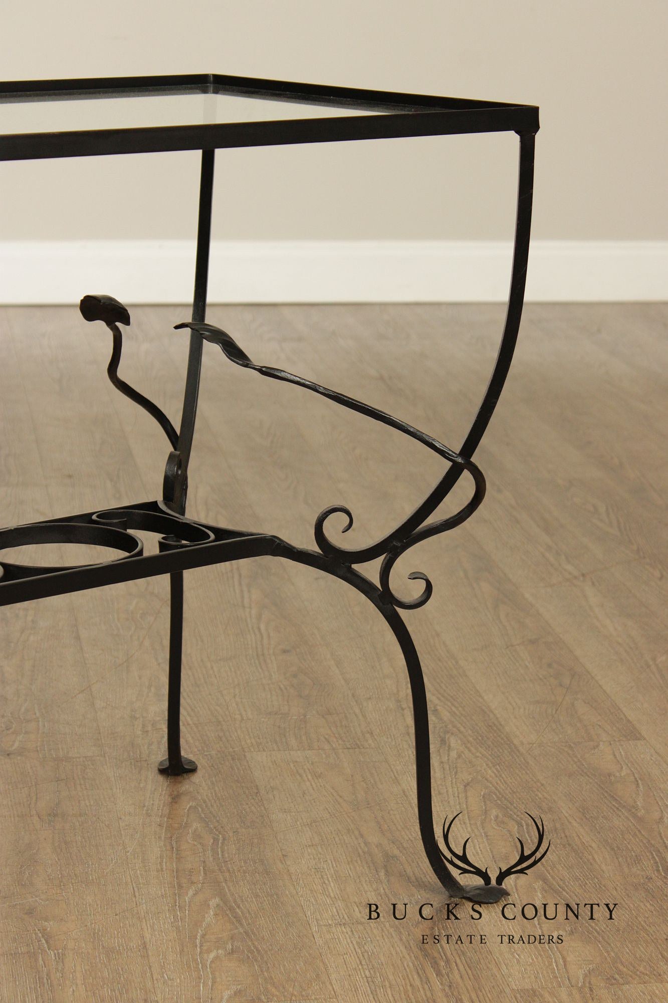 Salterini Style Wrought Iron & Glass Rectangular Console Table