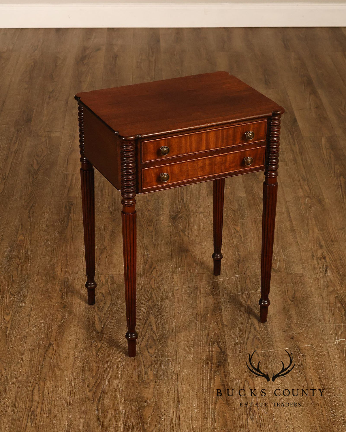 Federal Sheraton Style Mahogany Two-Drawer Side Table