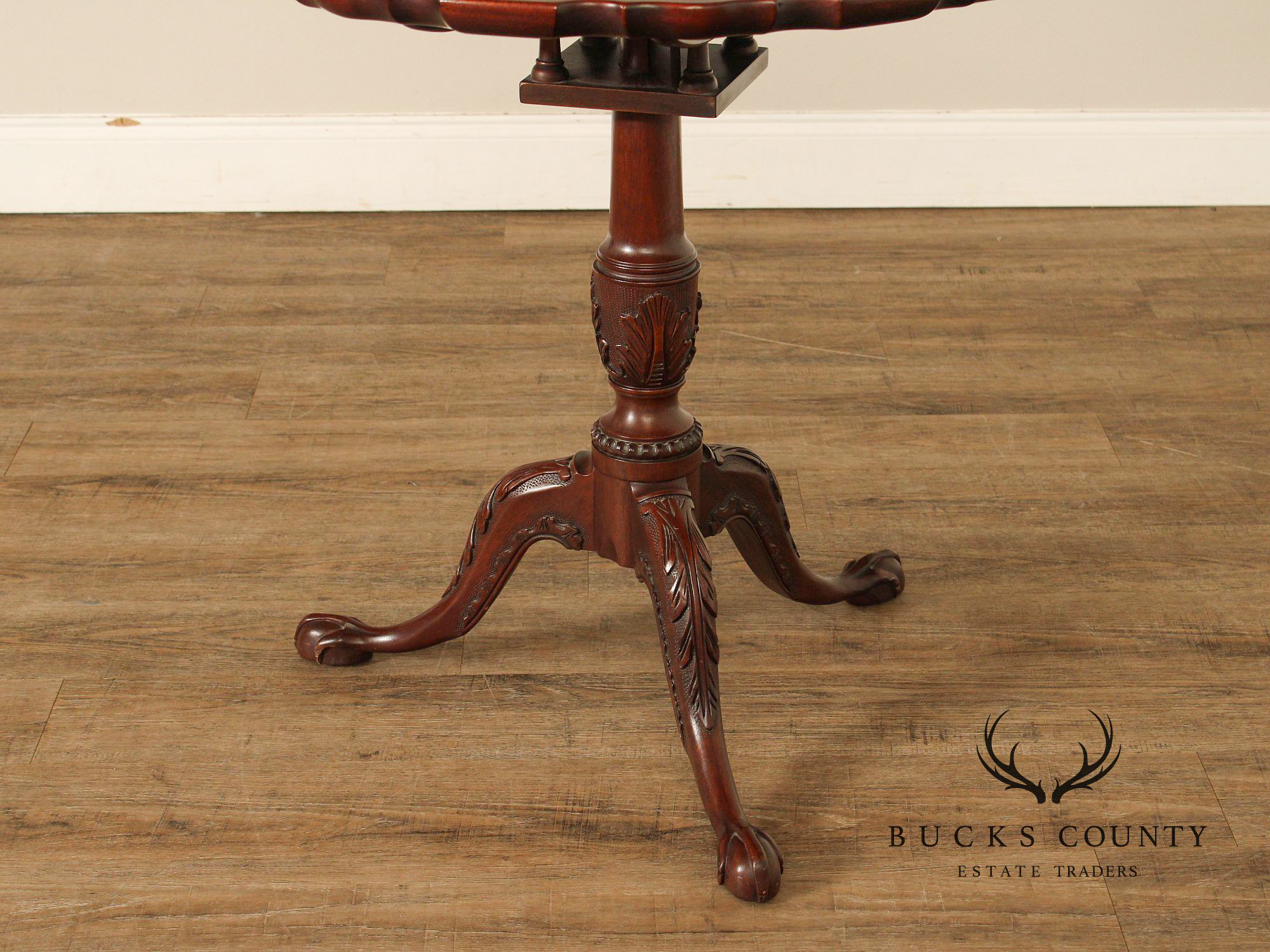 Henkel Harris Chippendale Style Mahogany Tilt Top Tea Table