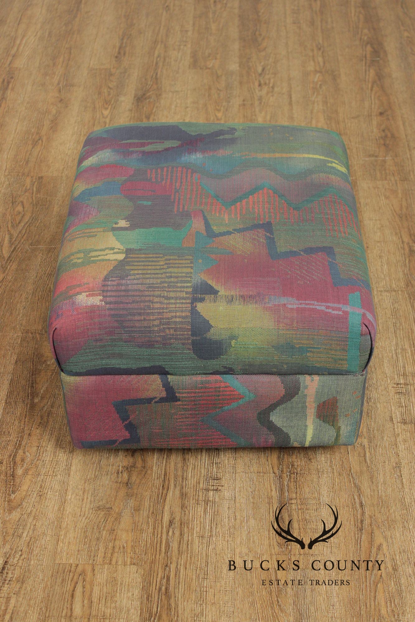 Sherrill Furniture Post Modern Pair of Rolling Ottomans