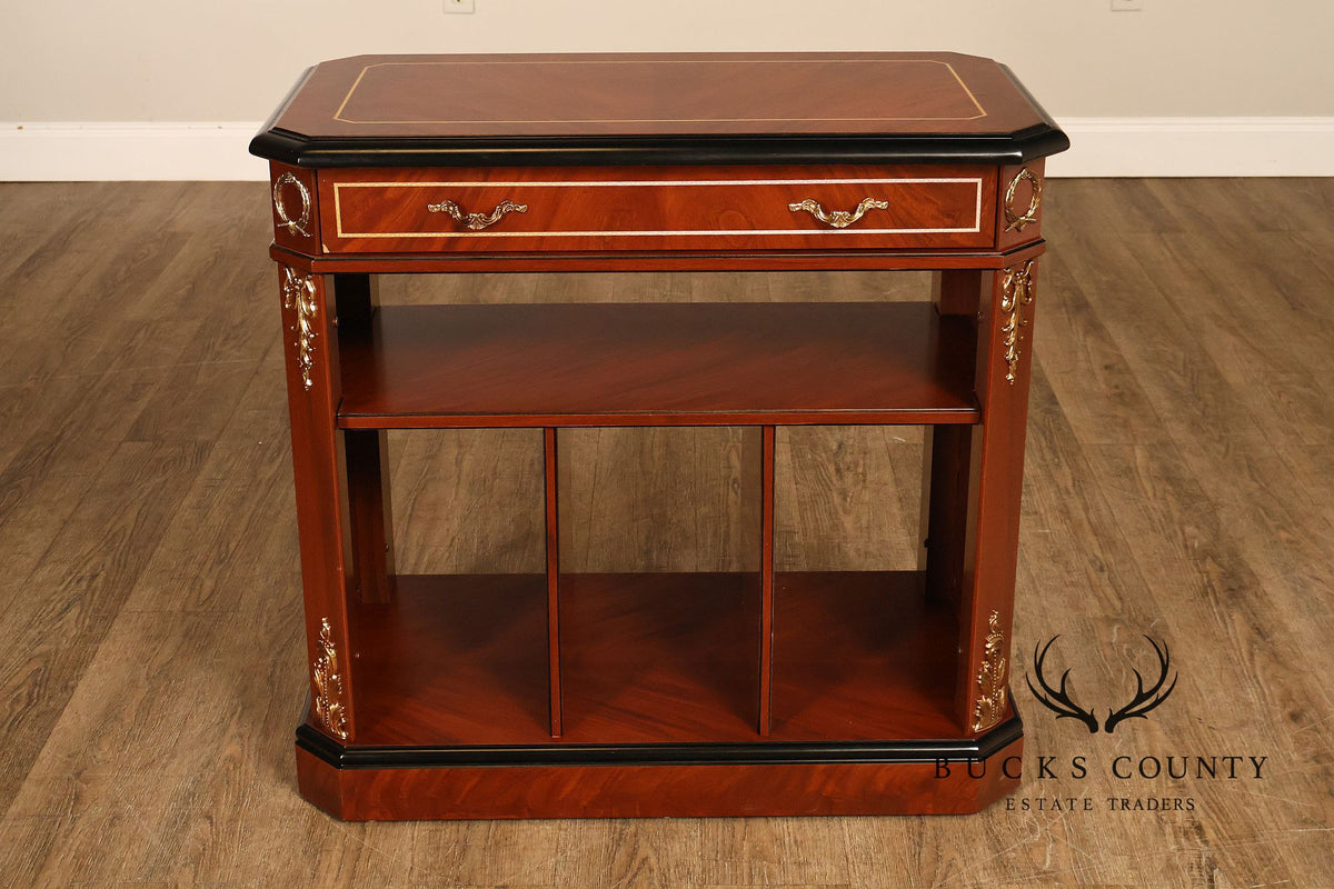 Neoclassical Empire Style Greek Key Mahogany Telephone Stand Cabinet