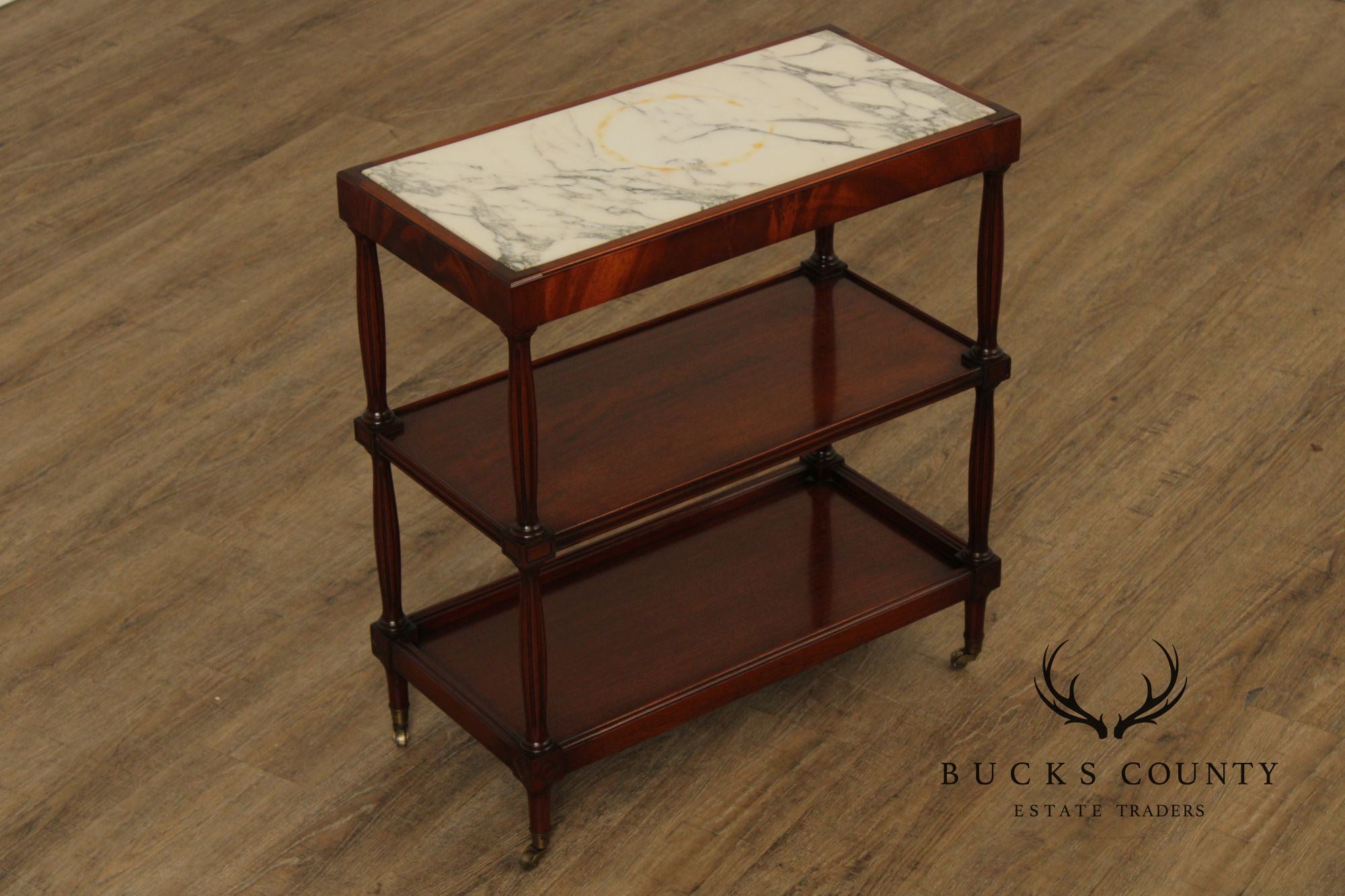 Regency Style Vintage Marble Top Mahogany Side Table